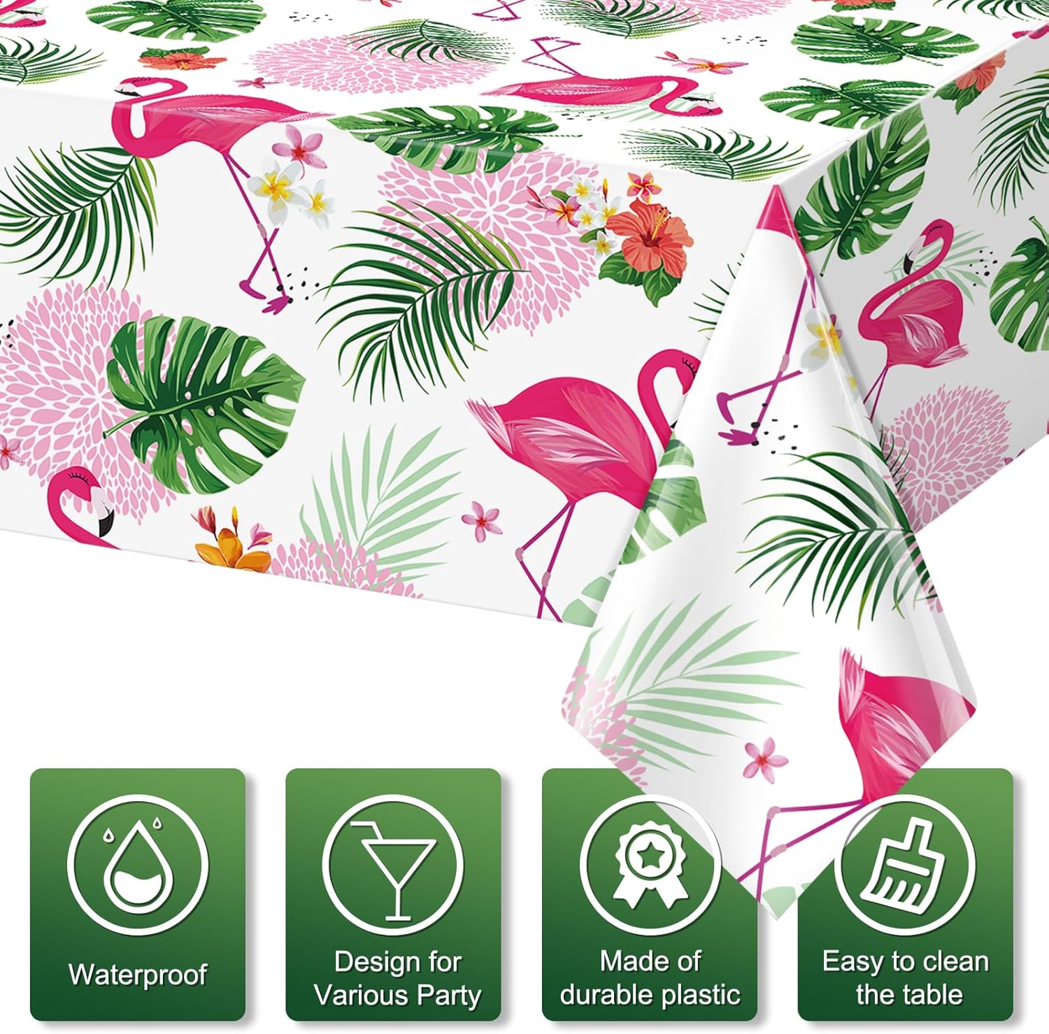 3 Pack Summer Flamingo Tablecloths for Parties