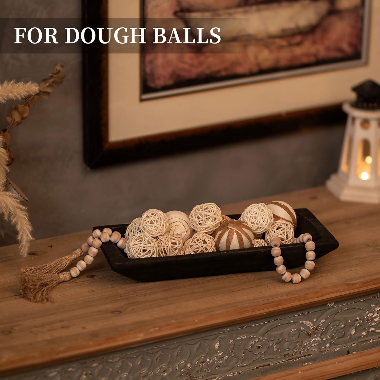 Hanobe Decorative Wood Dough Bowl Black