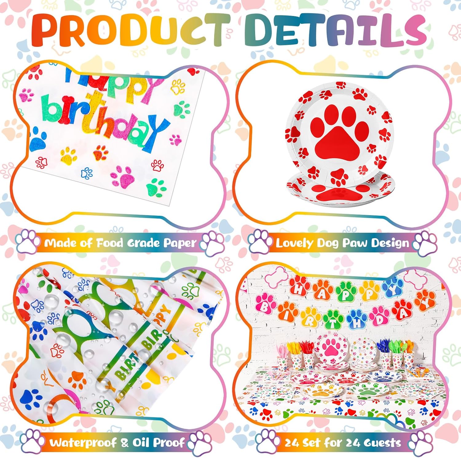 Gejoy 171 Pcs Dog Birthday Party Decorations Supplies