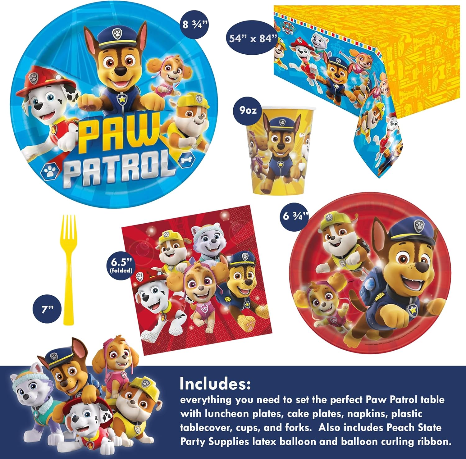 Paw Patrol Party Supplies Bundle for 16 Guests