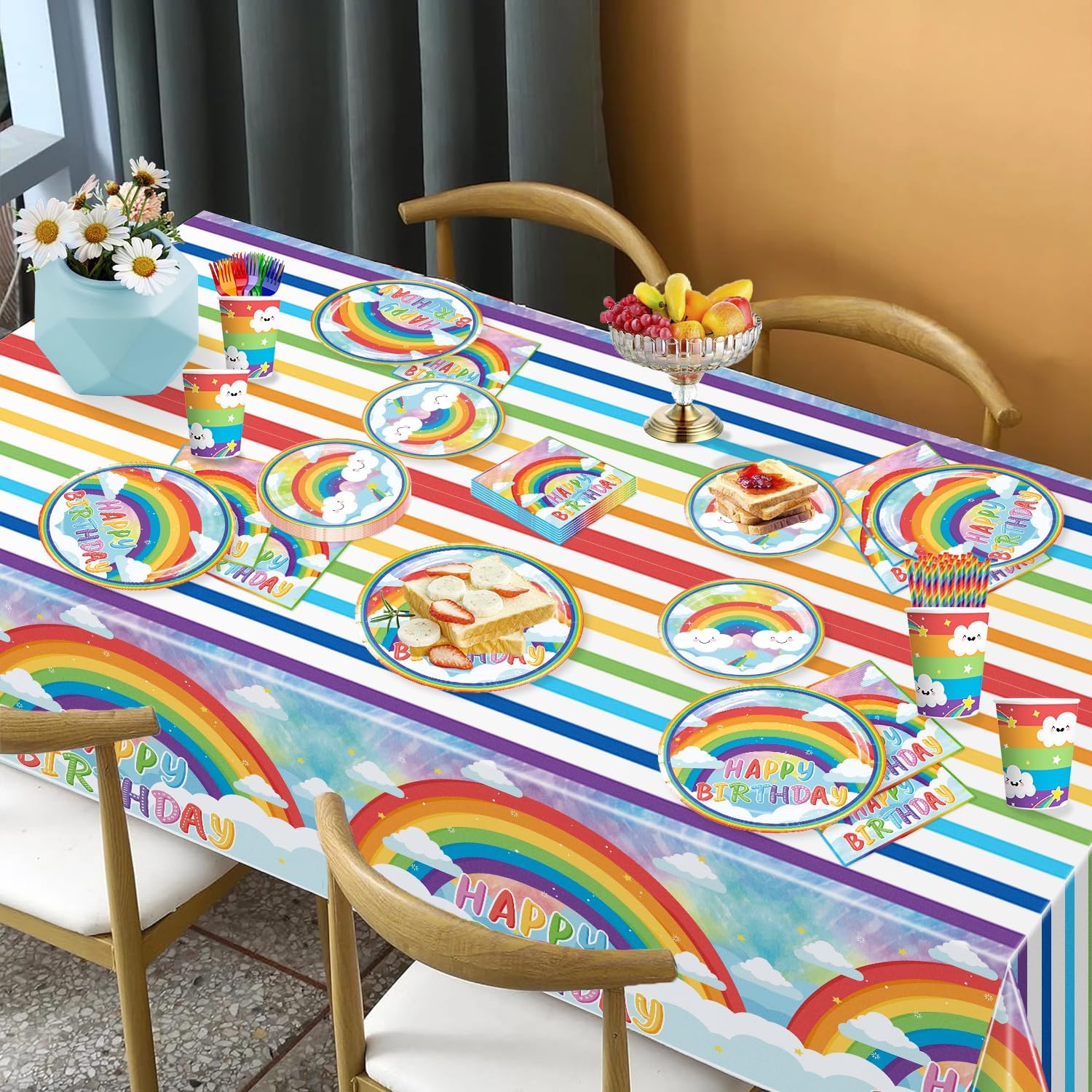 Cocomigo 179pcs Rainbow Birthday Decorations for Kids