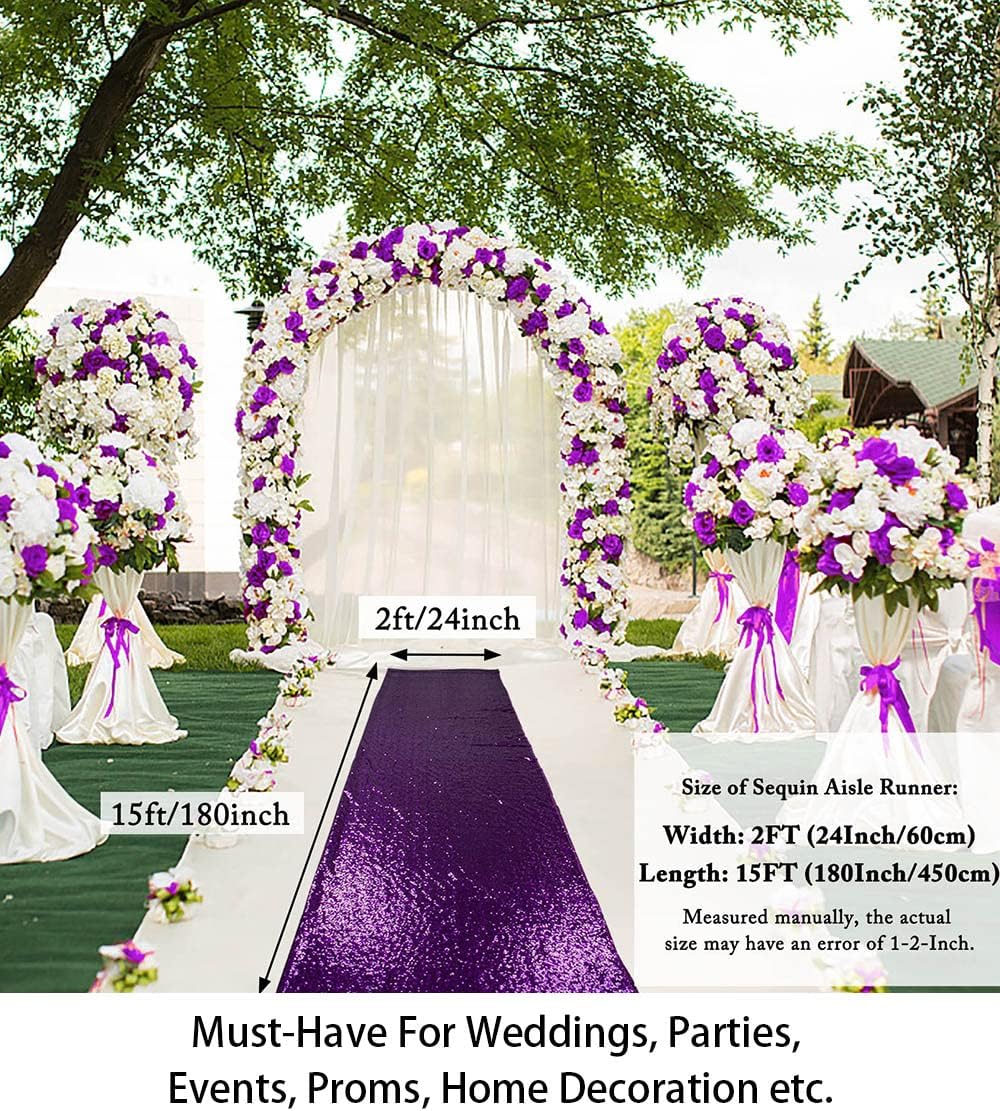 ShiDianYi Purple Sequin Aisle Runner for Wedding