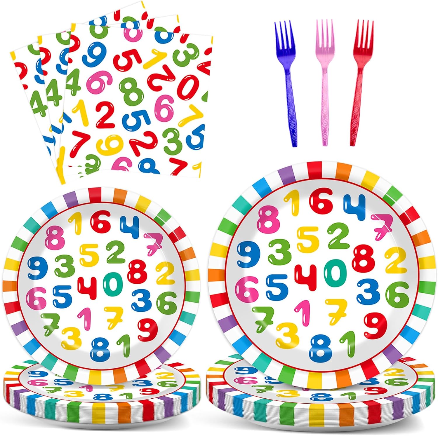 96Pcs Number Themed Party Supplies for 24 Guests