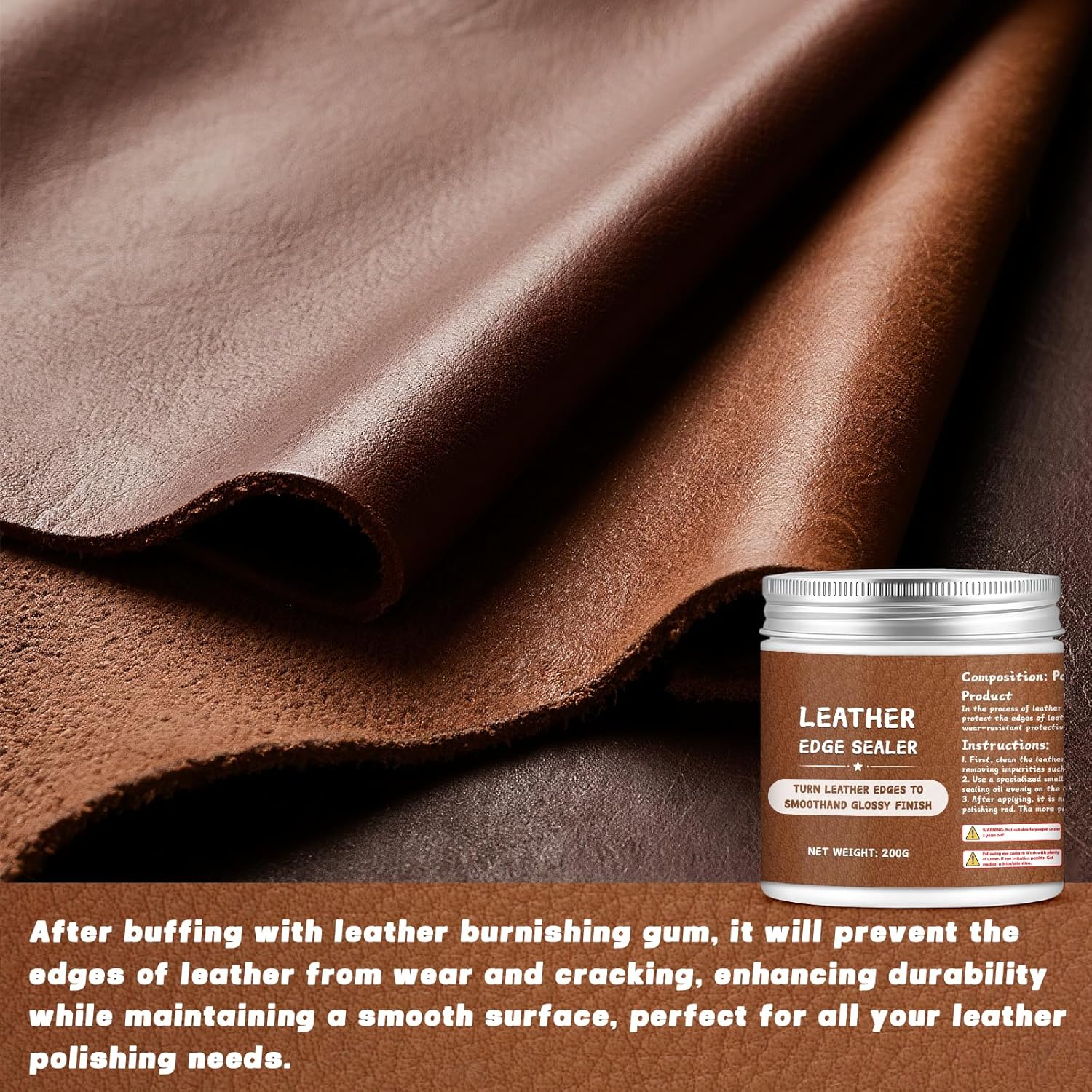 200g Leather Edge Sealer Kit for Smooth Glossy Edges