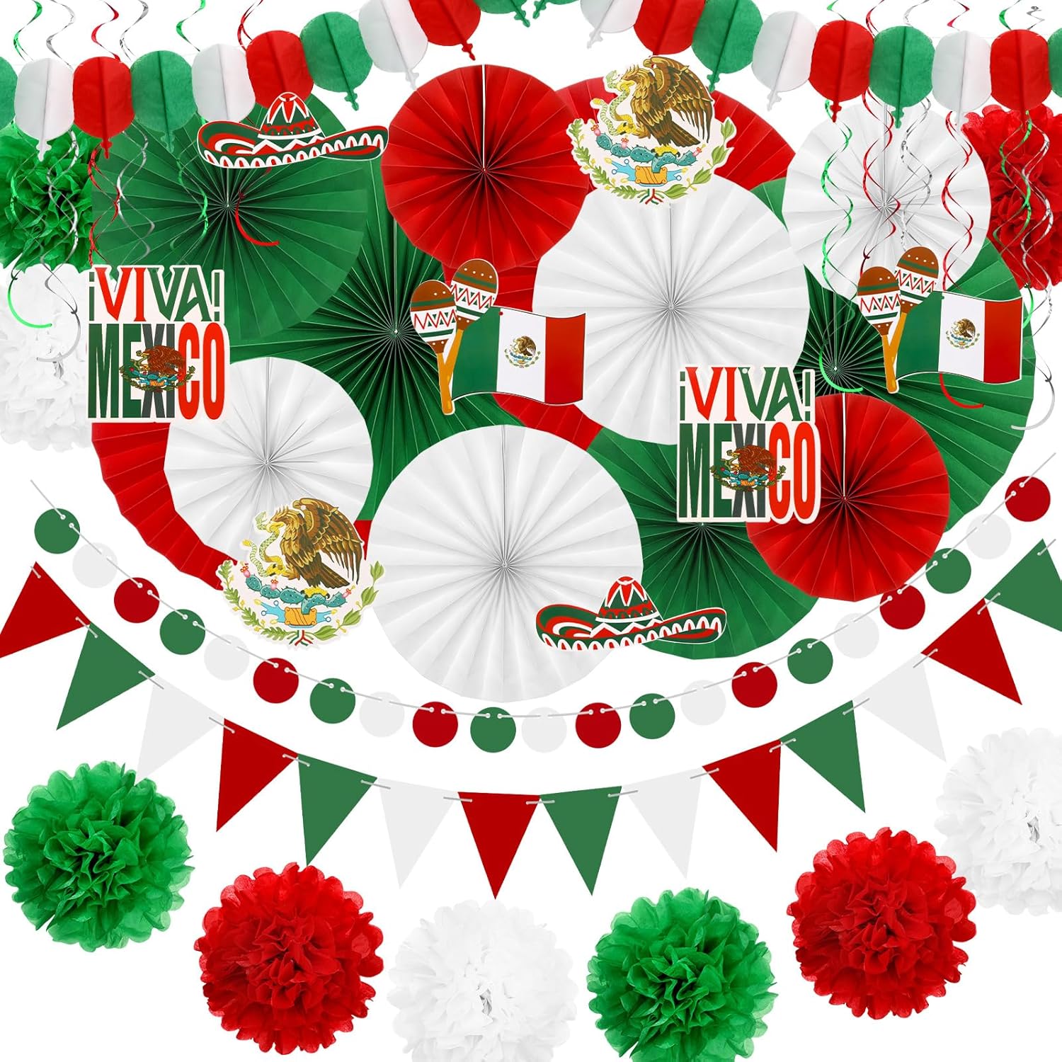 Marspark 44 Pcs Mexican Independence Day Decorations Set