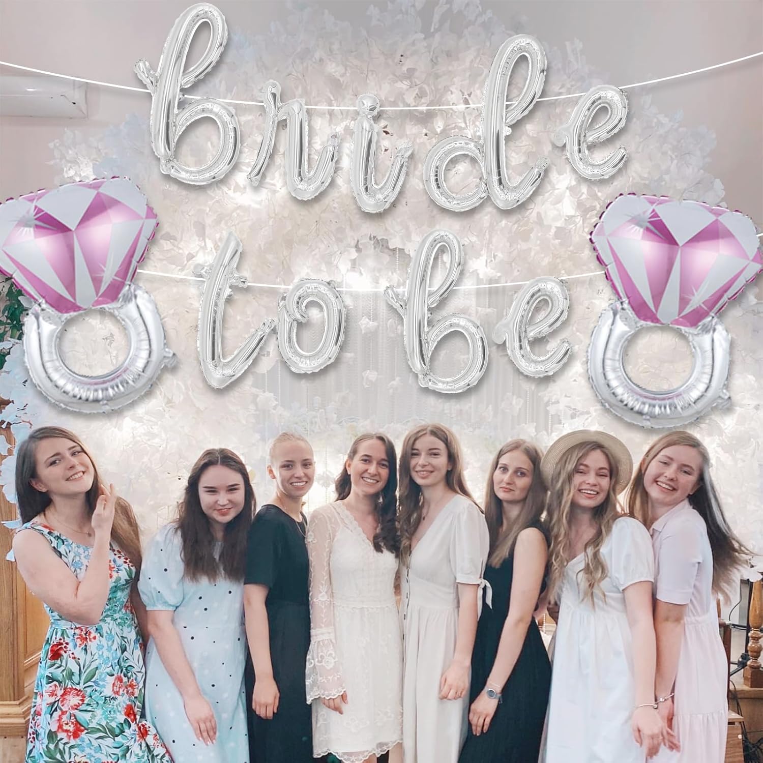 Bachelorette Party Balloons Silver Diamond Ring Bridal Shower Decor