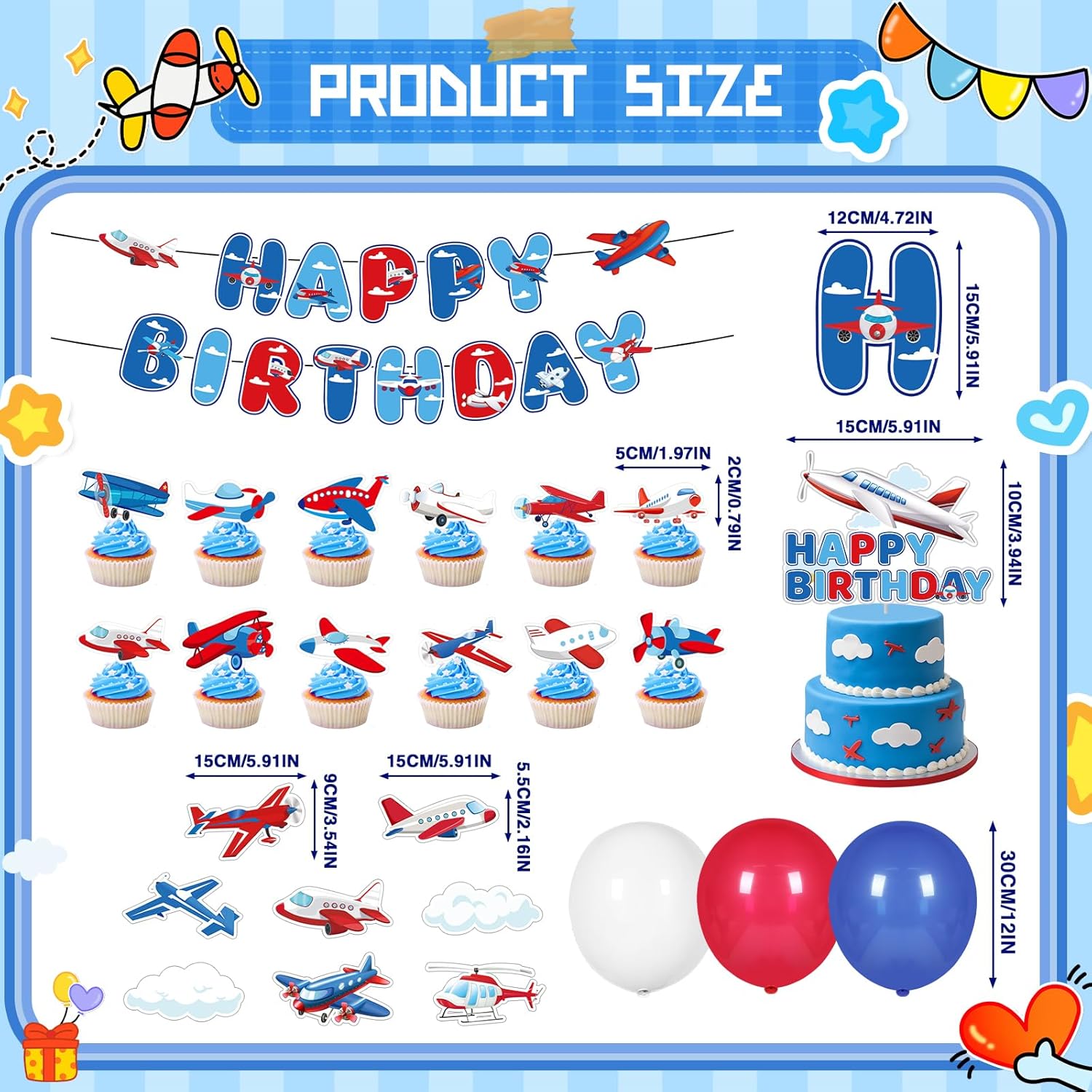 Airplane Birthday Party Decorations 49PCS Set