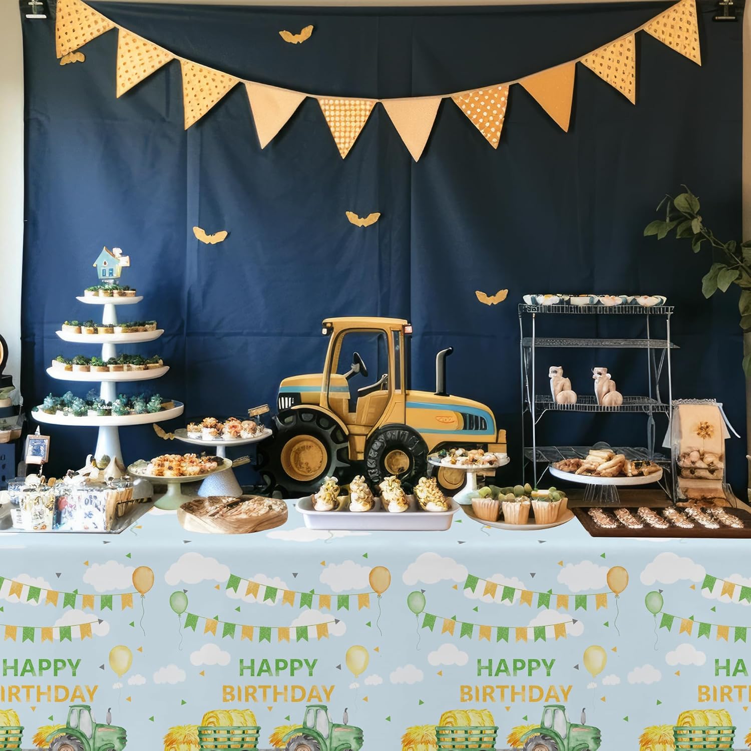 Tractor Birthday Tablecloth Set - 3 Pack 54in x 108in