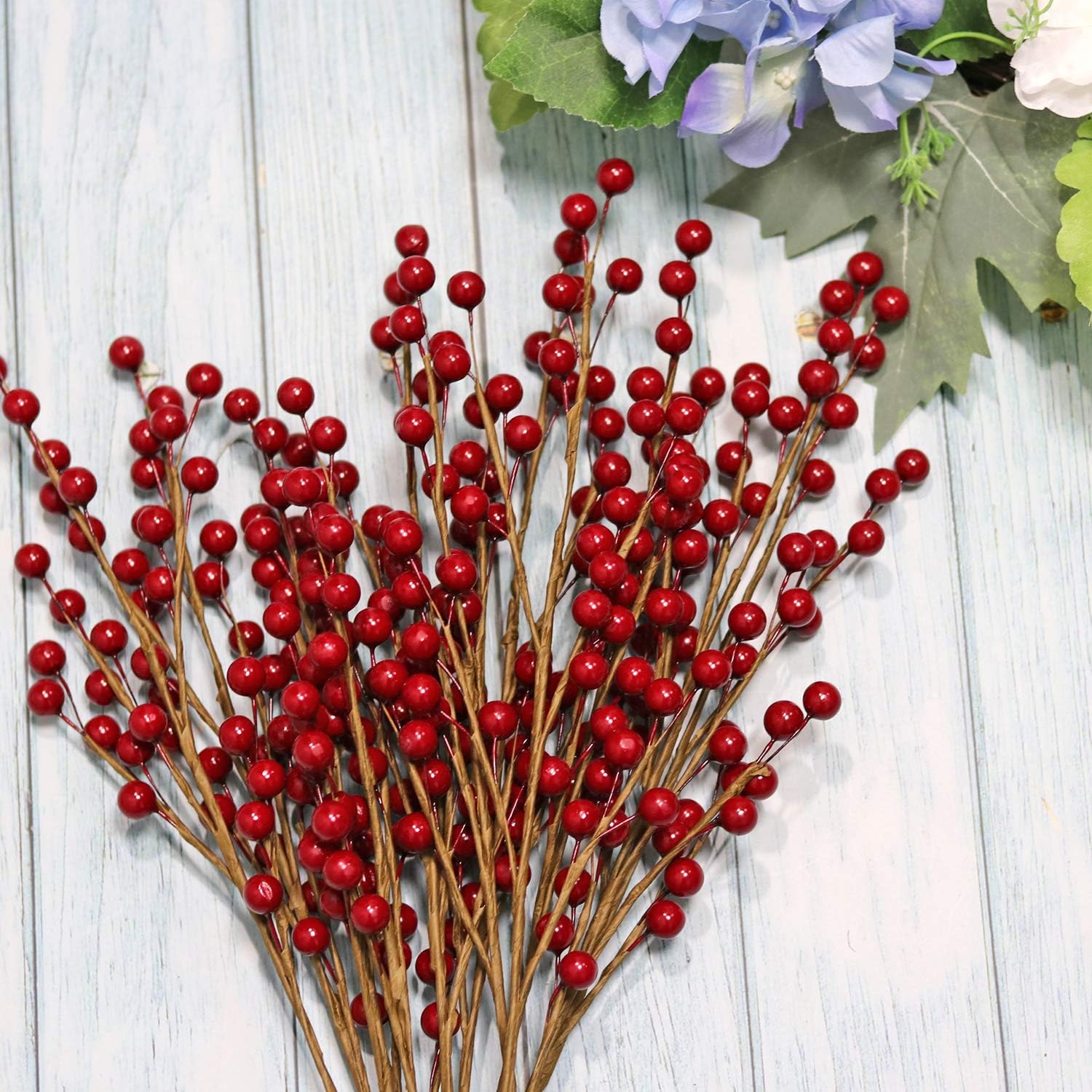 12 Pcs Artificial Red Berries Stems 135 Inch Waterproof Floral Picks