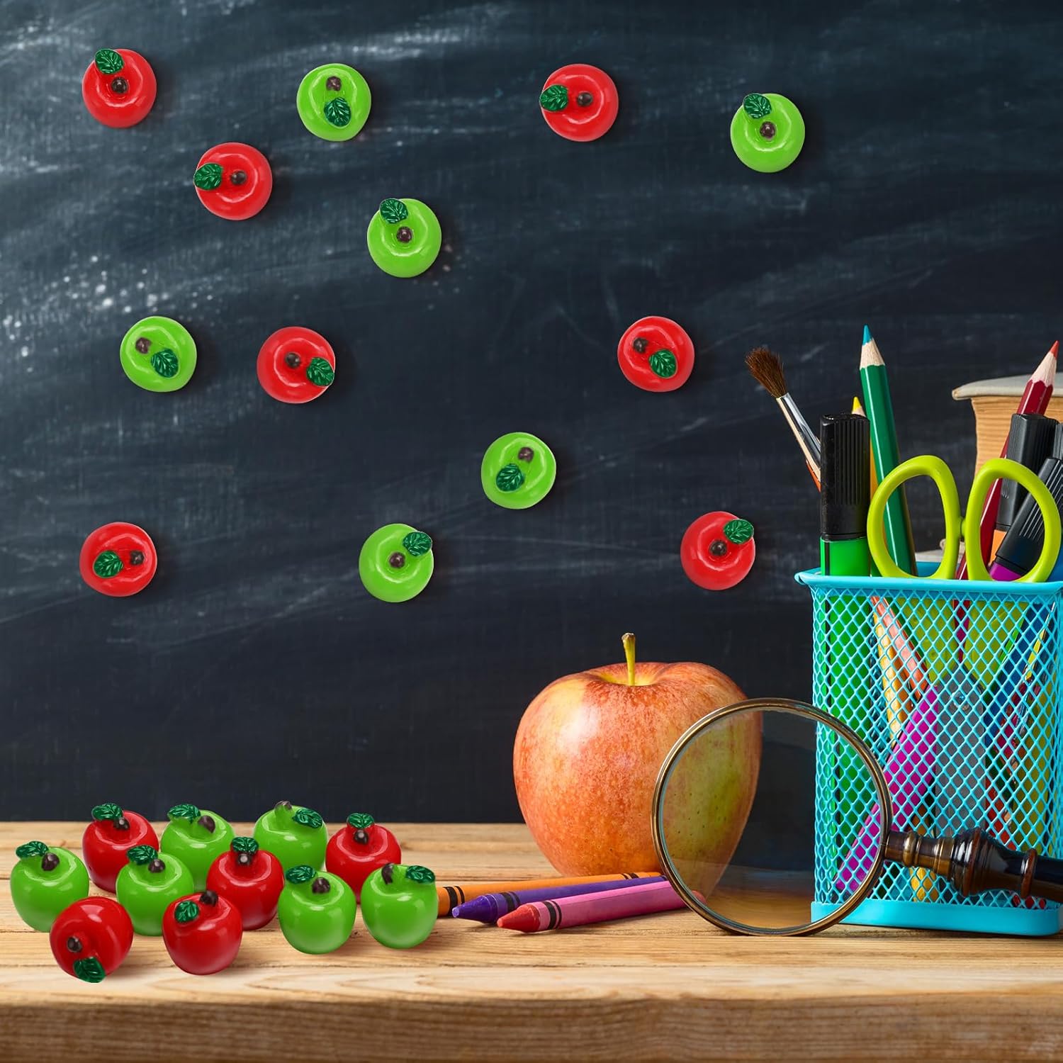 Daifunli 60 Pcs Mini Resin Apple Embellishments