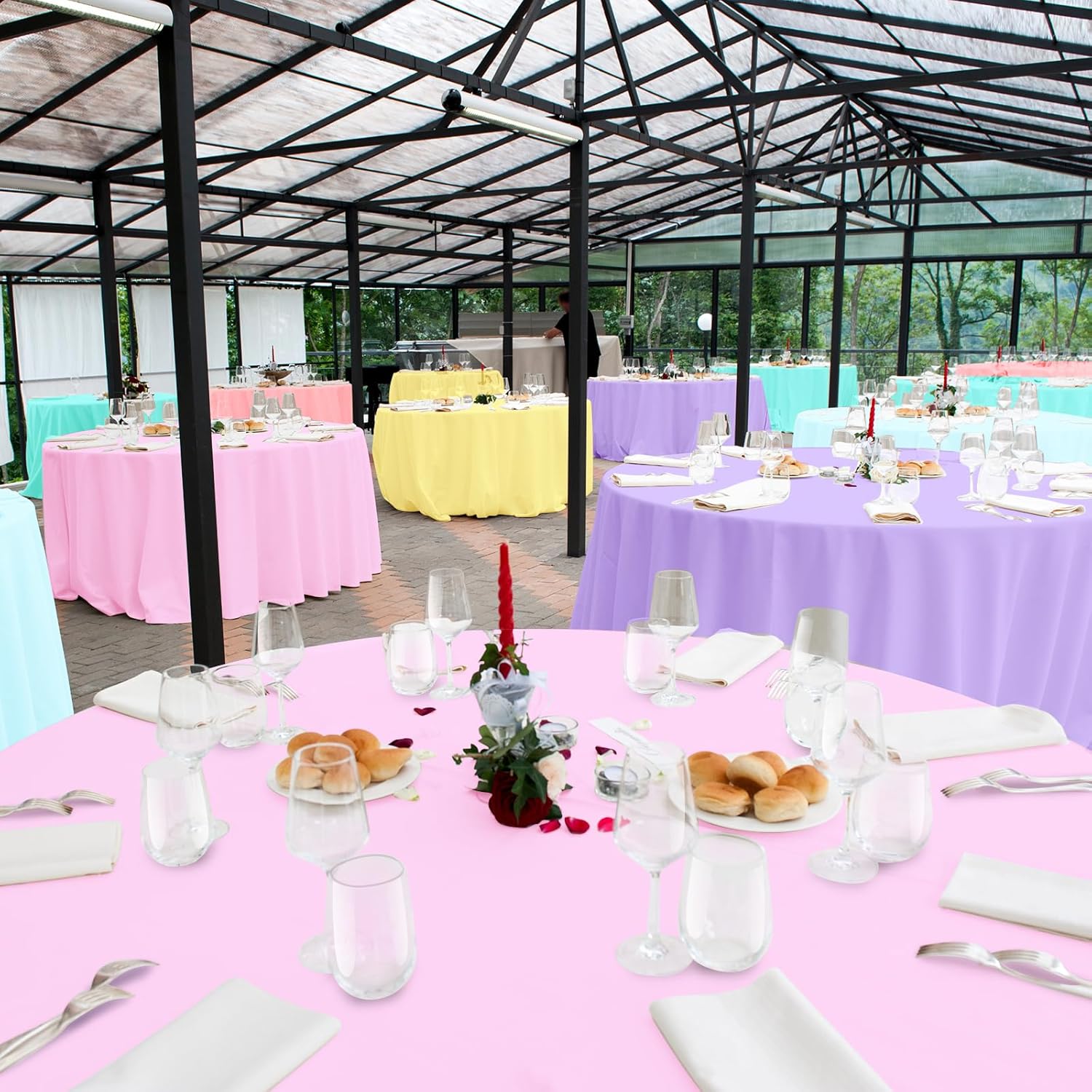 12Pack Pastel Rainbow Plastic Tablecloths for Parties