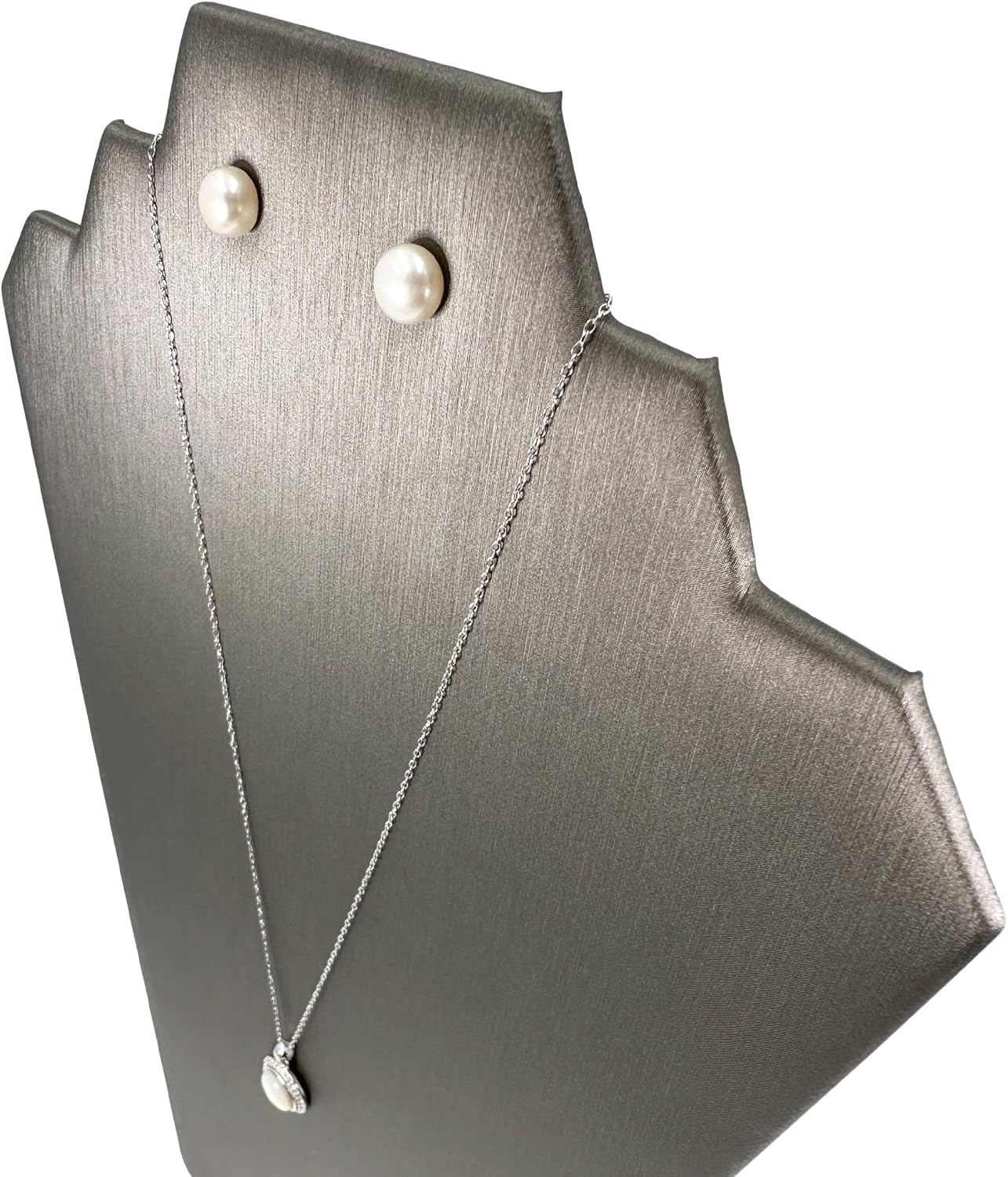 N NicePackaging Special Edition Steel Grey Leatherette 2-Notch Necklace Display 5 Pack