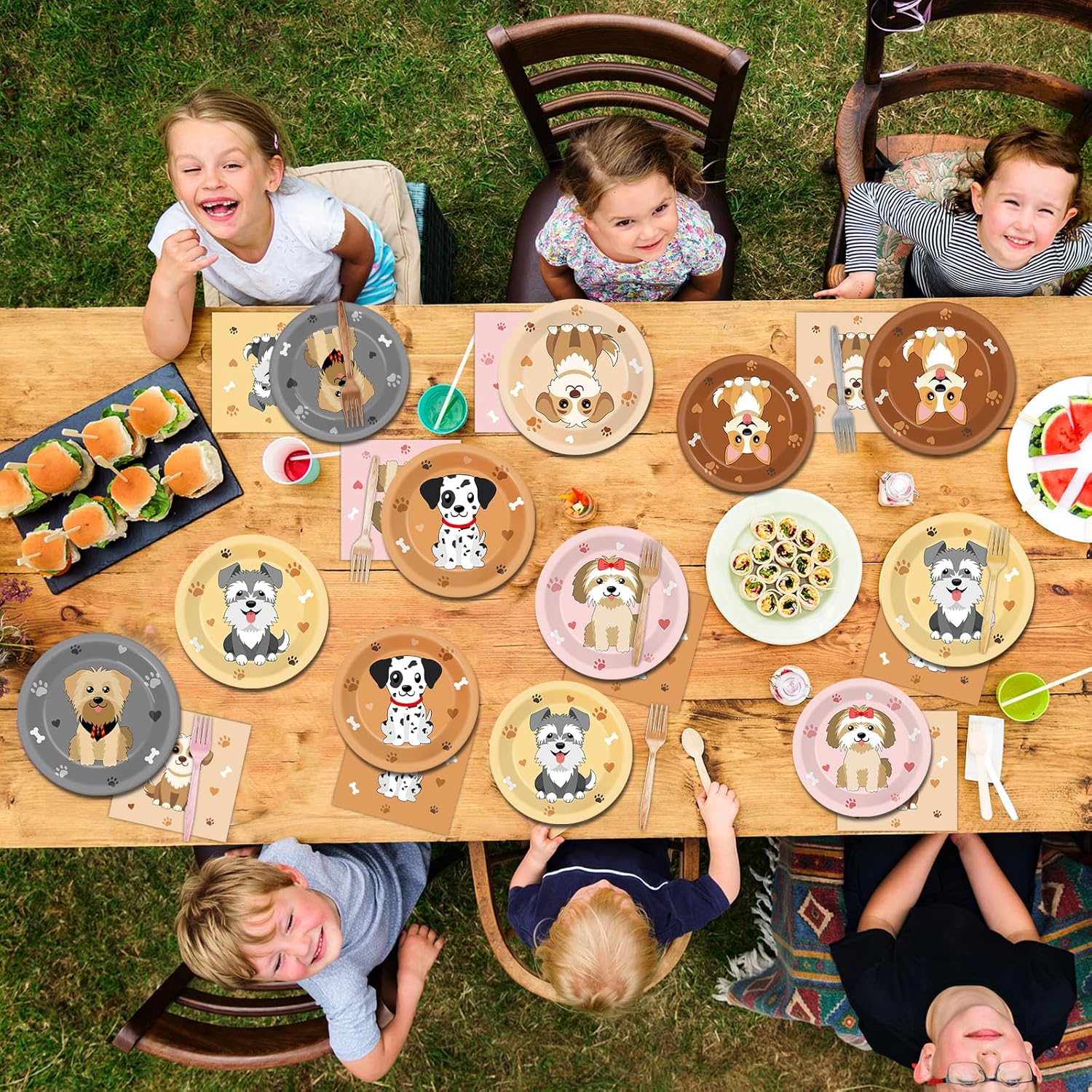 96Pcs Dog Party Supplies Puppy Themed Plates Napkins Forks