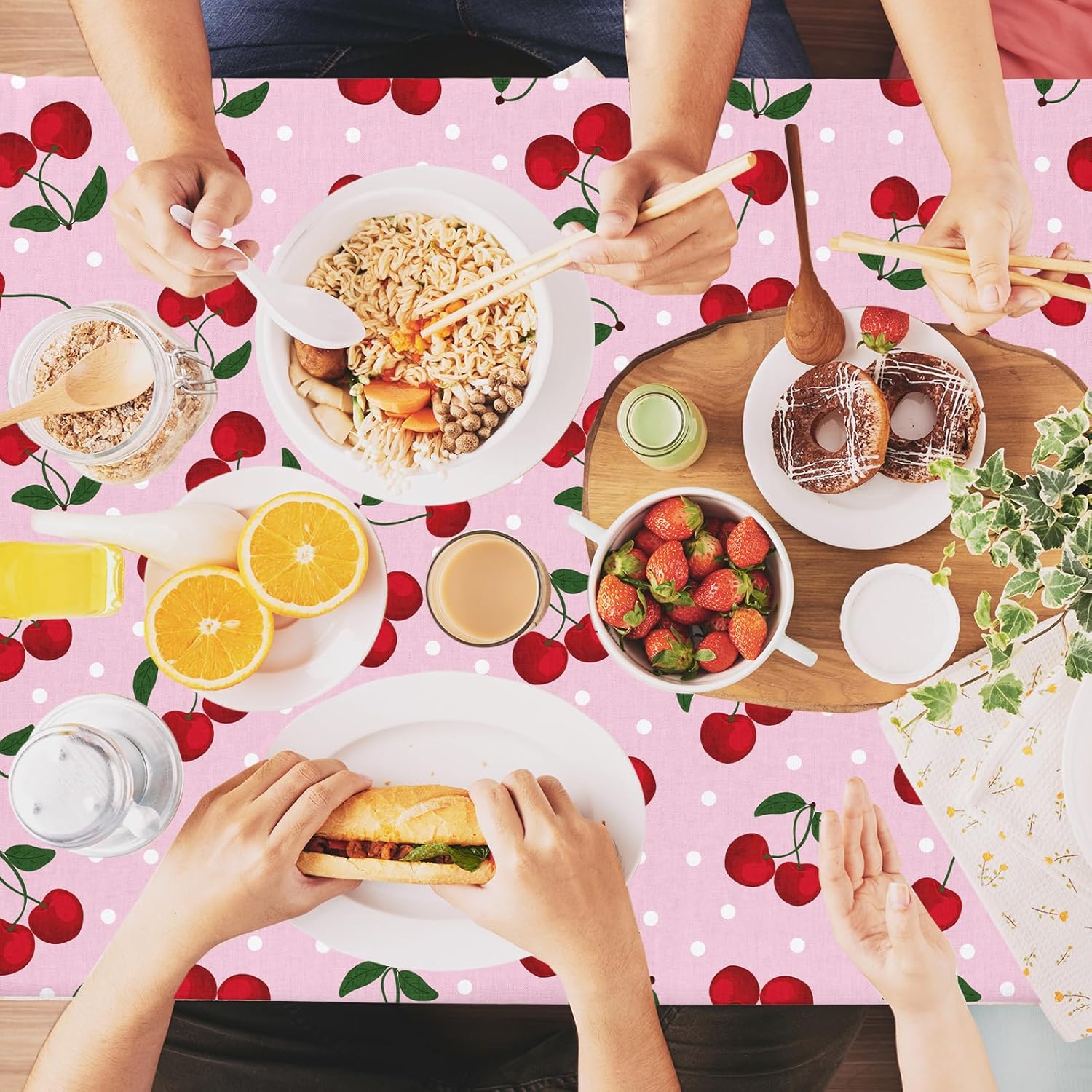 Cherry Themed Tablecloths for Birthday and Baby Shower