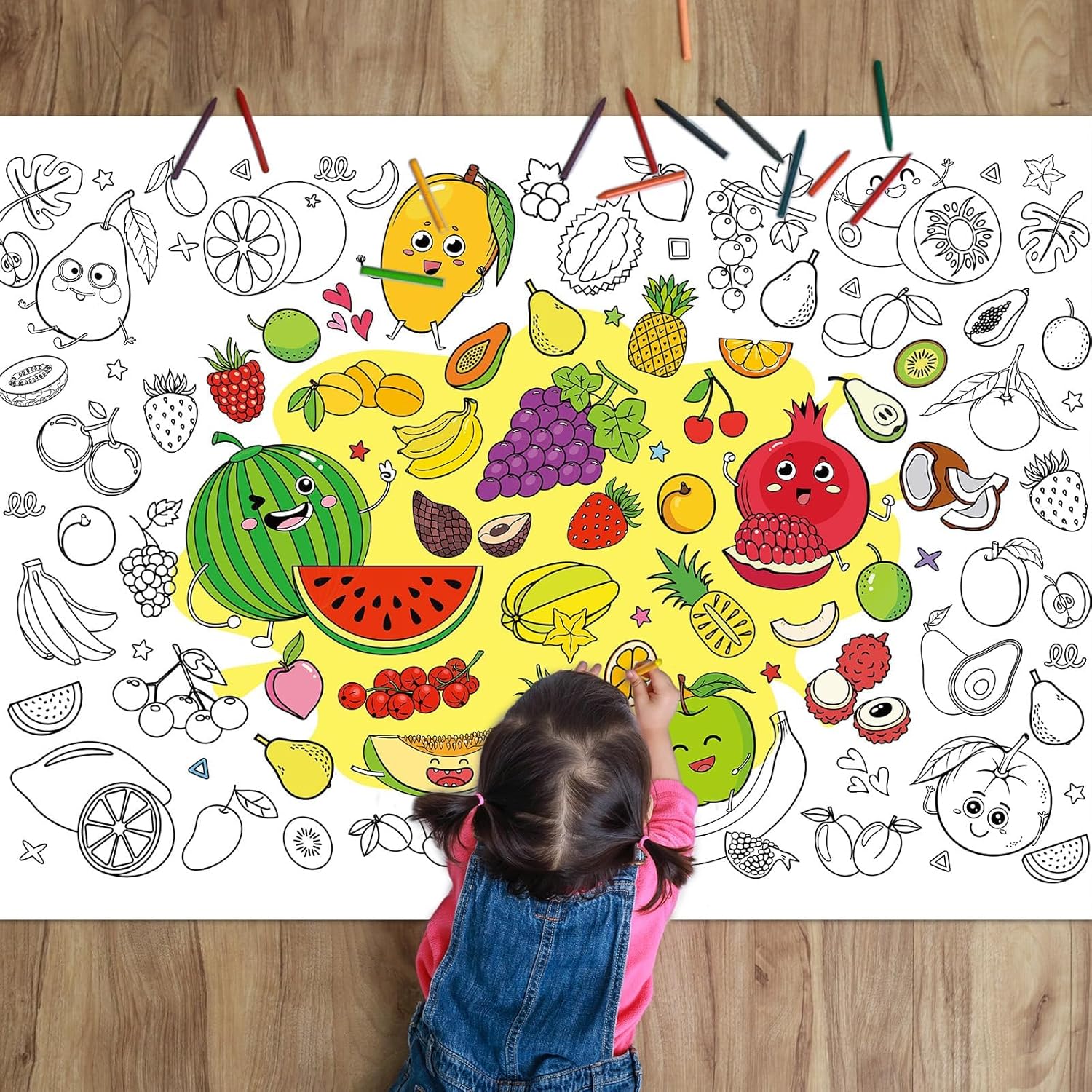ZOIIWA Giant Summer Fruit Coloring Poster for Kids