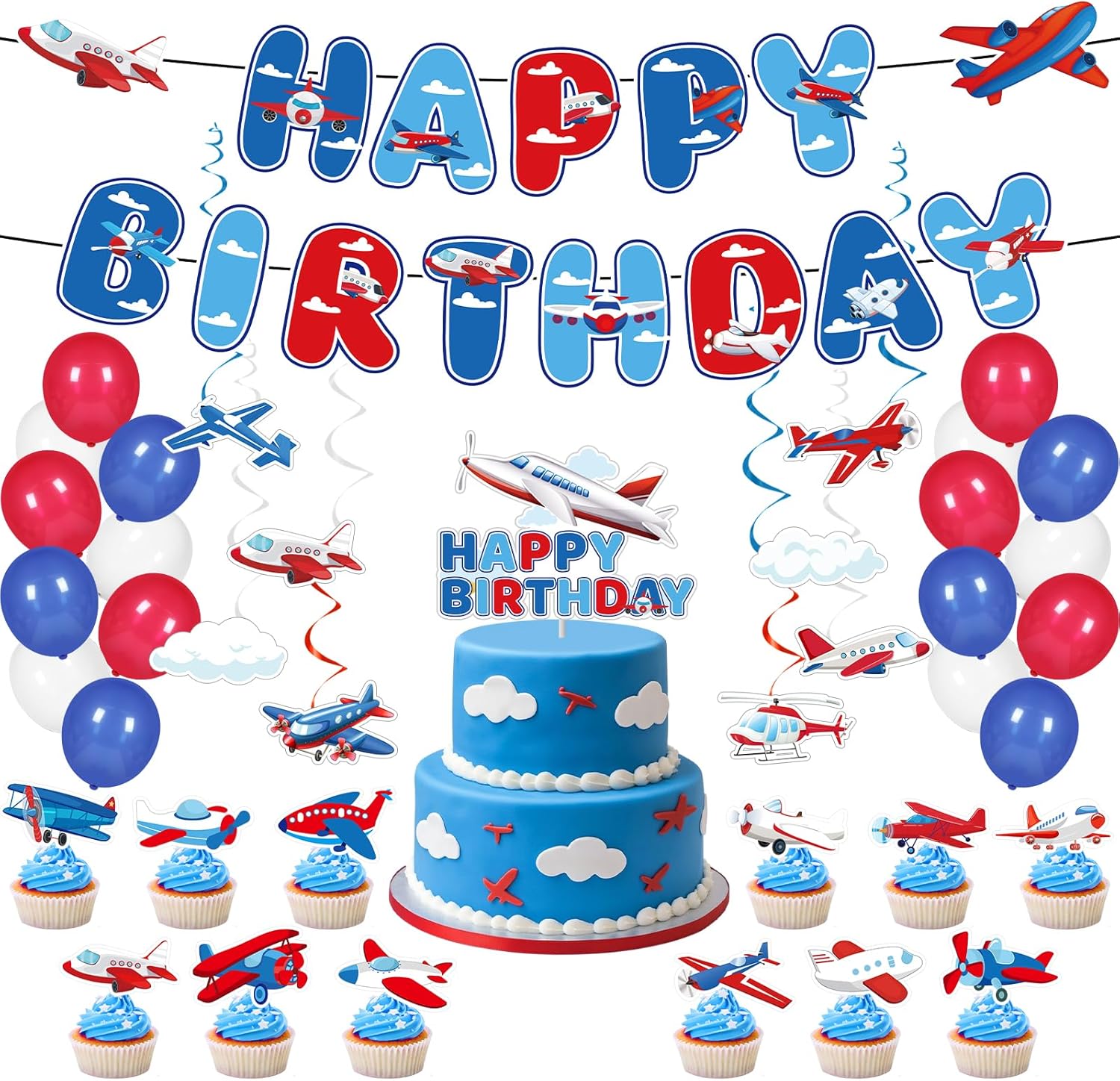 Airplane Birthday Party Decorations 49PCS Set
