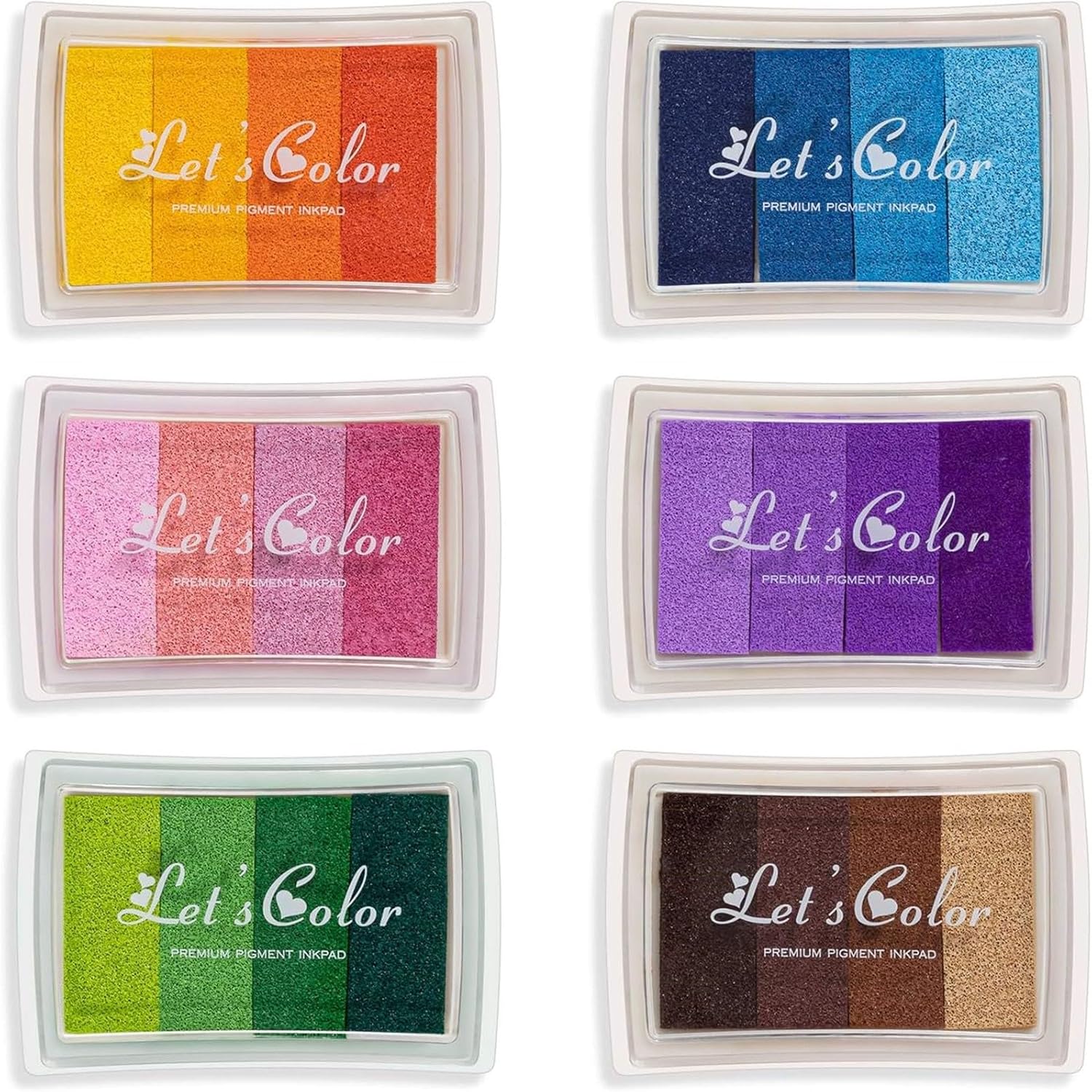 Niaviben 24 Color Rainbow Ink Pad Stamps for Crafts