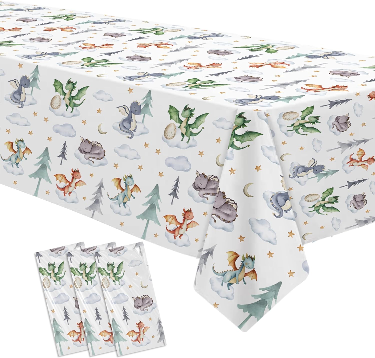 Dragon Birthday Tablecloth 3 Pack 86in x 55in
