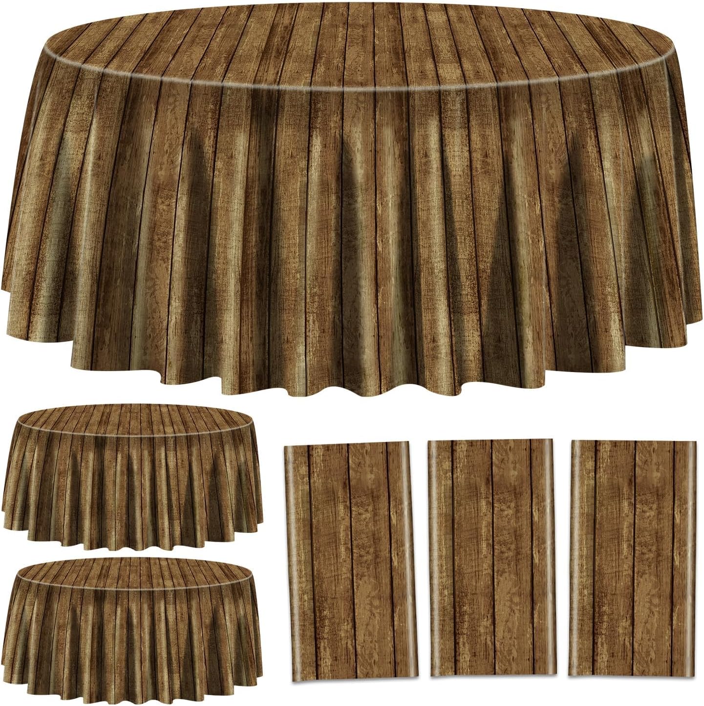 3 Pcs Wood Grain Tablecloths for Western Party Decorations