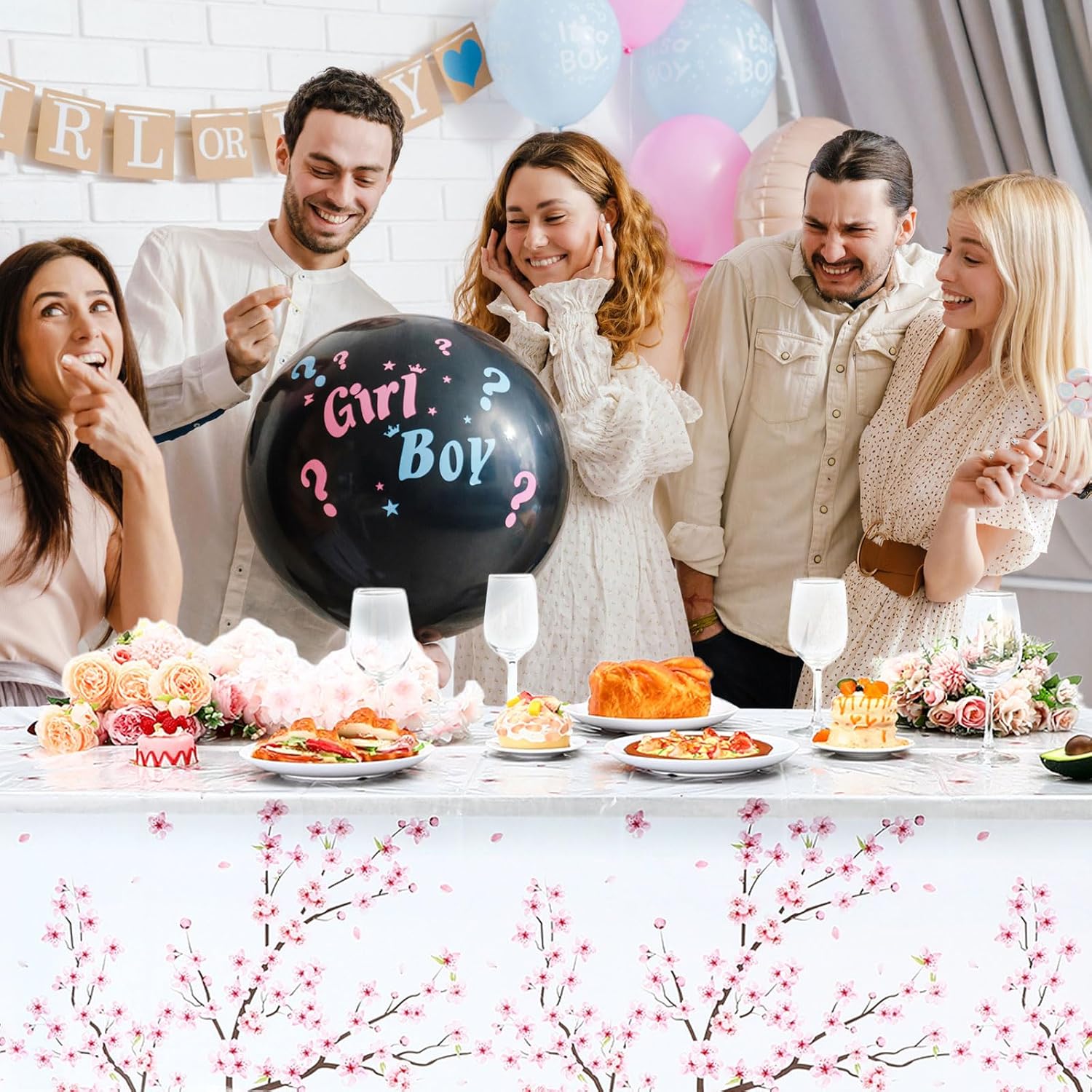 Ganeen 3 Pcs Cherry Blossom Table Covers for Parties and Decorations