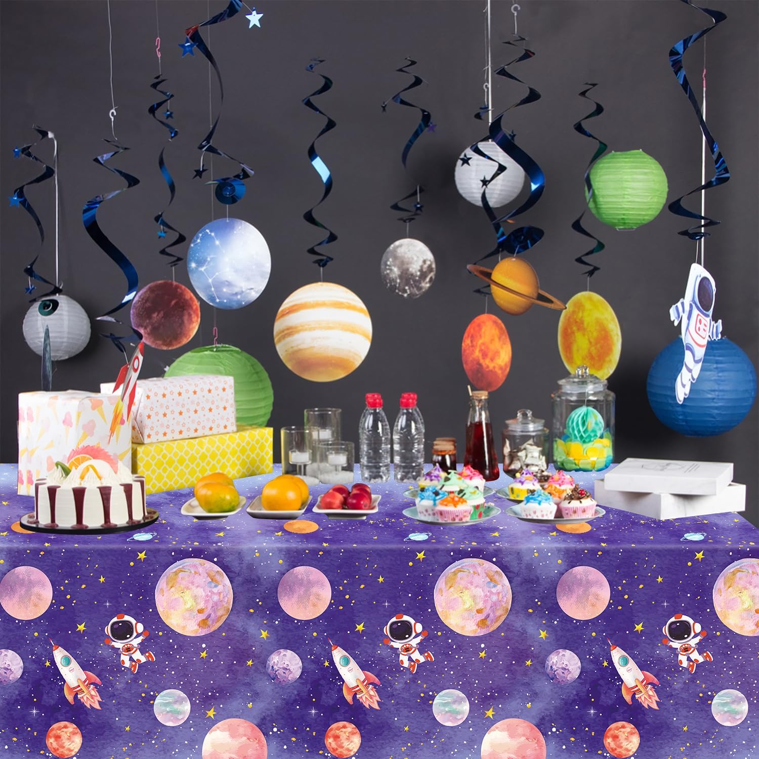 4 Pack Galaxy Tablecloth - Space Theme Decor Cover