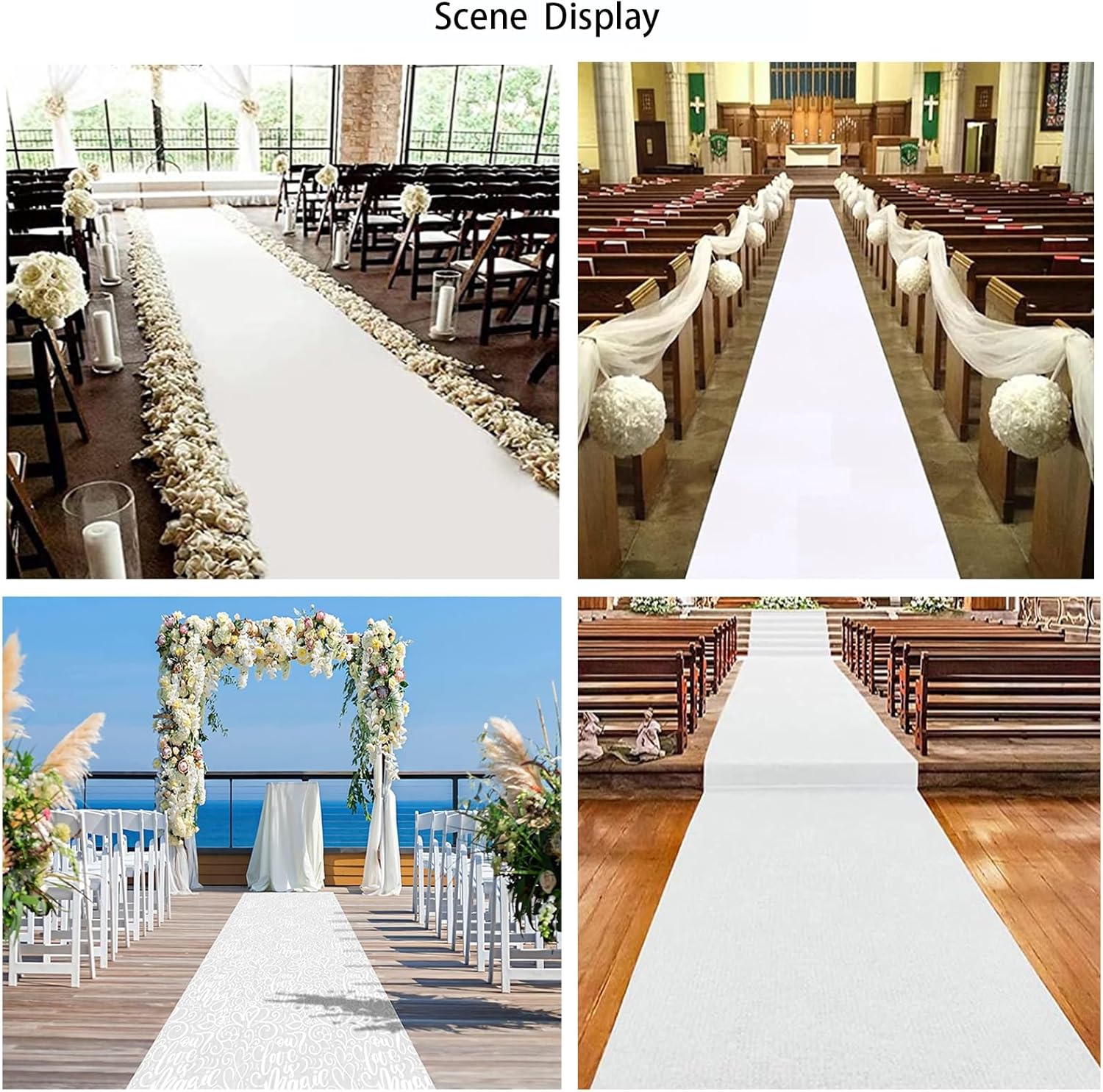 White Wedding Aisle Runner Rug 2mm Thick 1x30m Non-Slip Carpet