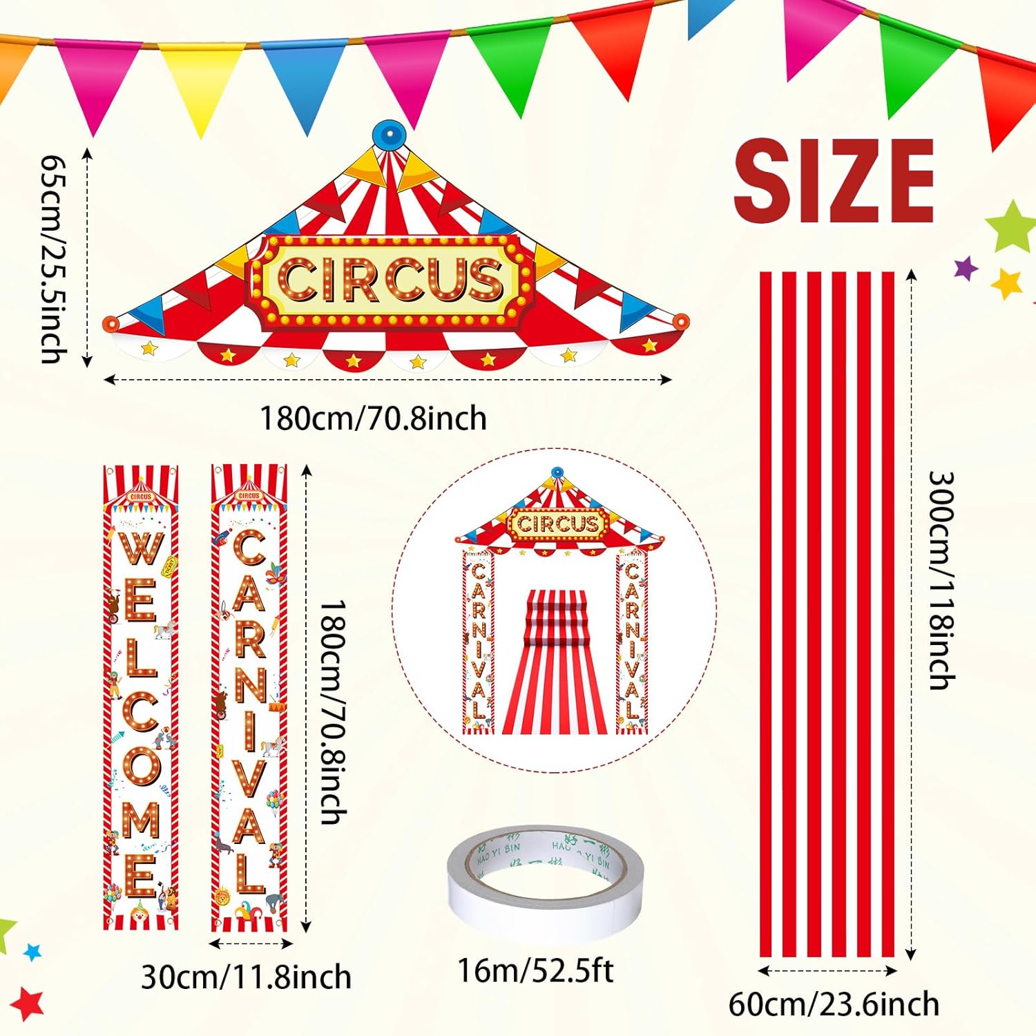 4 Pcs Carnival Entryway Decorations Party Set