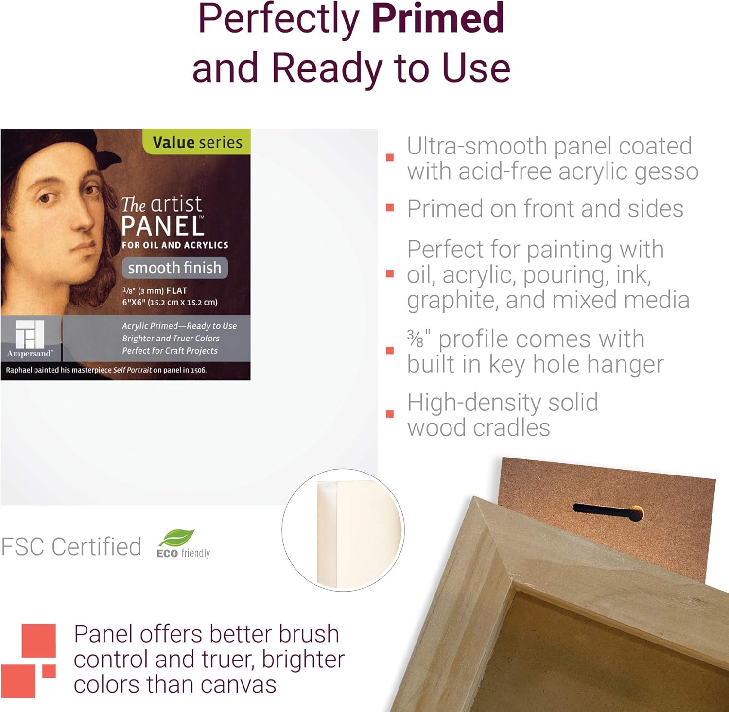 Ampersand Art Supply Wood Gesso Panel 5x7