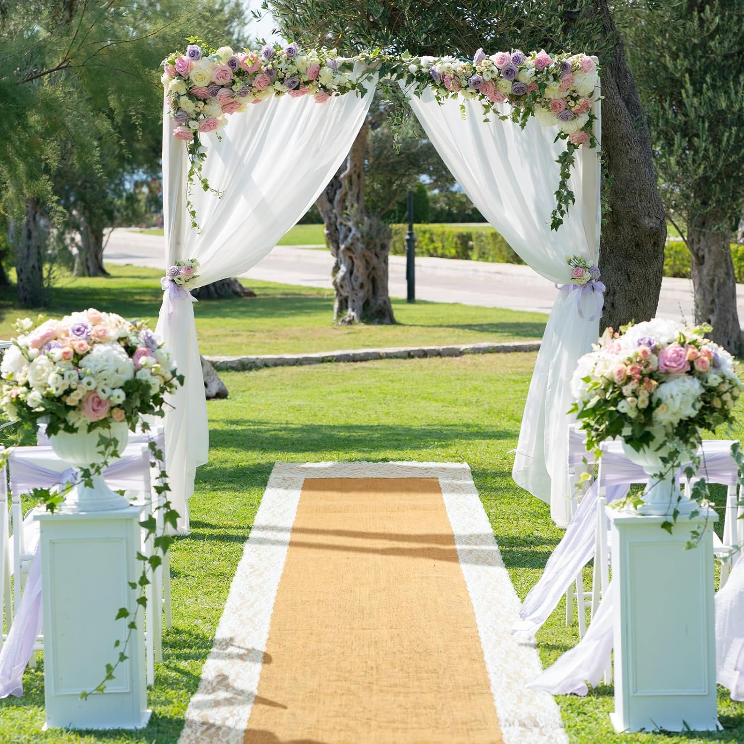 Preboun 3ft x 50ft Natural Burlap Wedding Aisle Runner