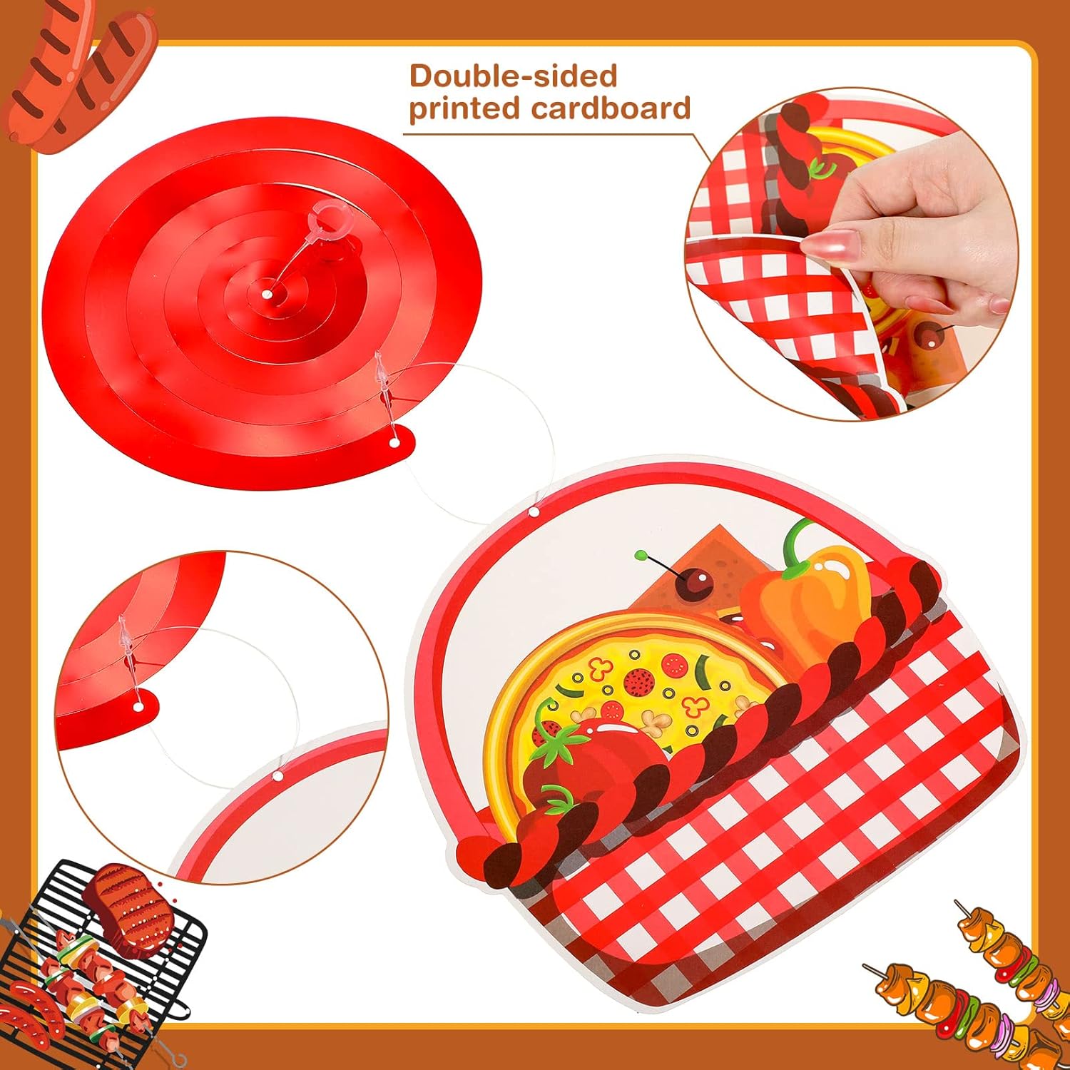 Ireer 52 Pcs BBQ Party Hanging Decor Swirls