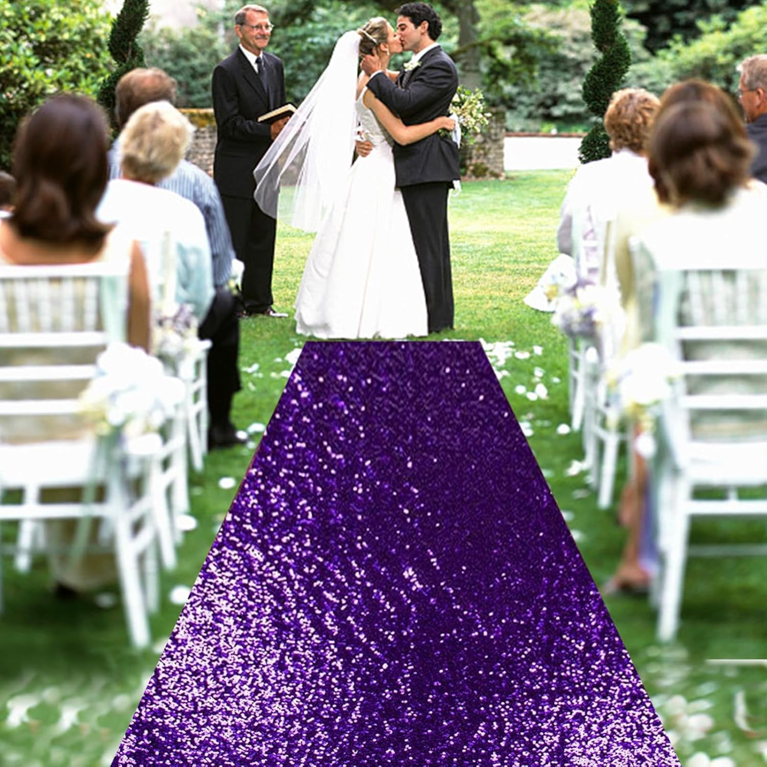 PartyDelight Purple Sequin Carpet Runner 2FTx15FT Wedding Aisle