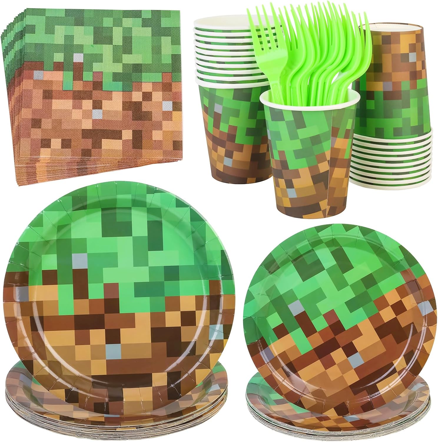 Pixel Gaming Party Supplies Set 100 PCS for 20 Guests