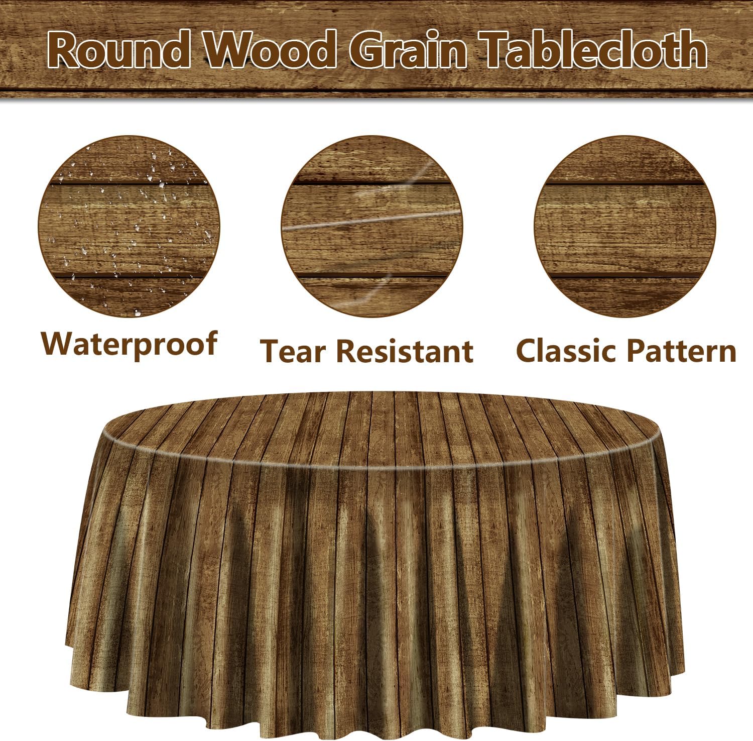 3 Pcs Wood Grain Tablecloths for Western Party Decorations