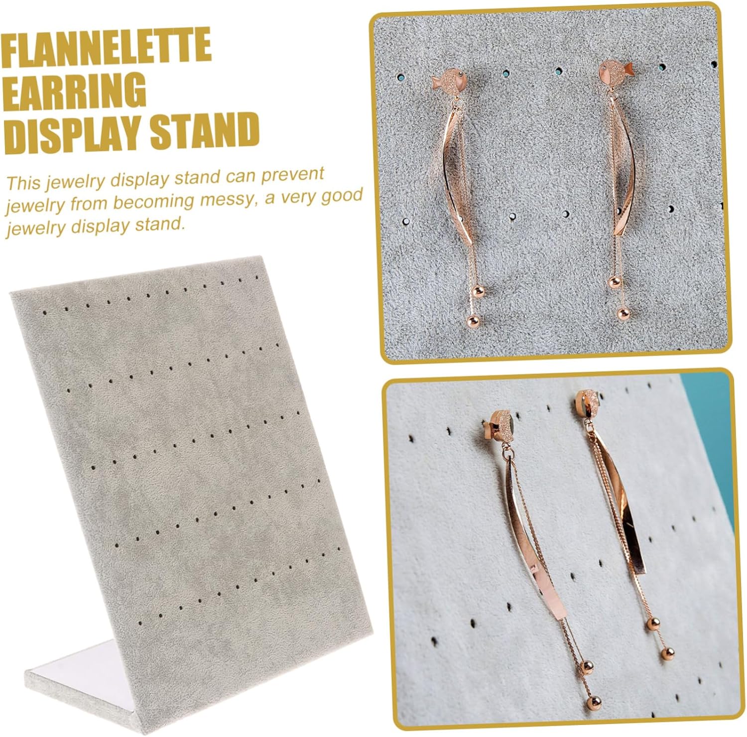 2Pcs Flannelette Earring Holder Display Stand Organizer for Home Jewelry Storage