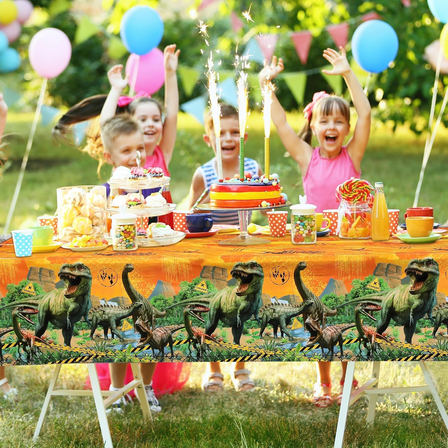 Tiamon 3 Pcs Dinosaur Party Tablecloths