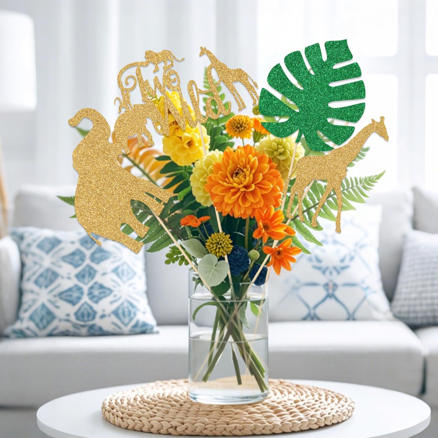 12 Pcs Wild Two Centerpiece Sticks for 2nd Birthday