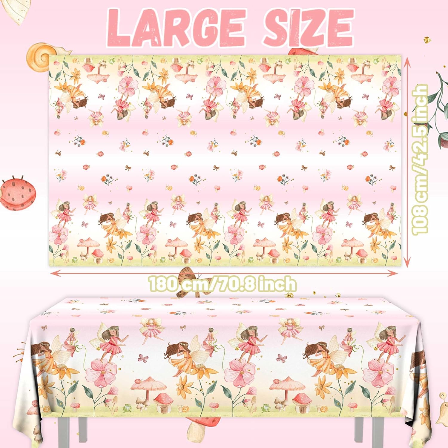 3pcs Fairy Party Tablecloth Decorations for Enchanted Wonderland