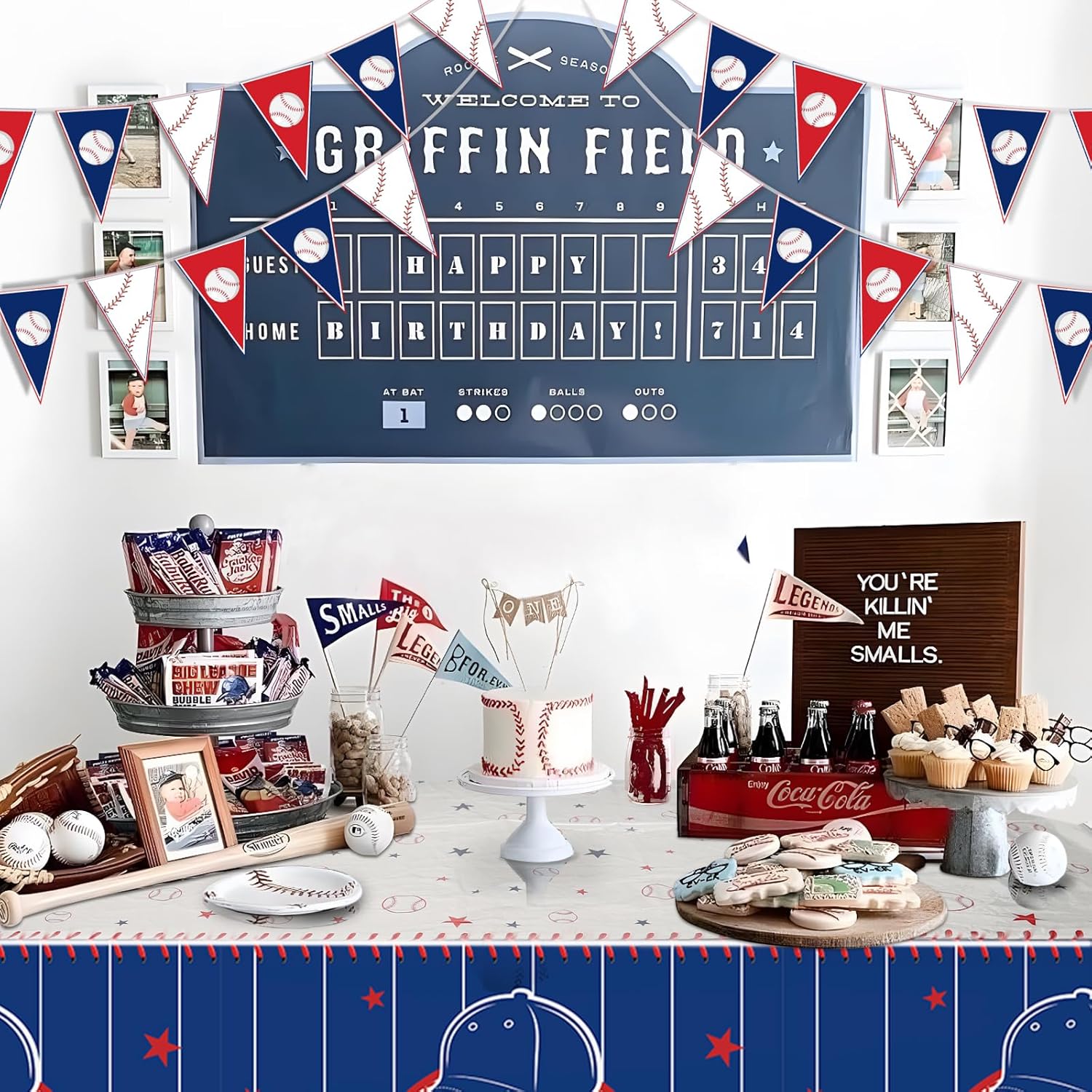 YUNVI 4 Pcs Baseball Party Decor Kit