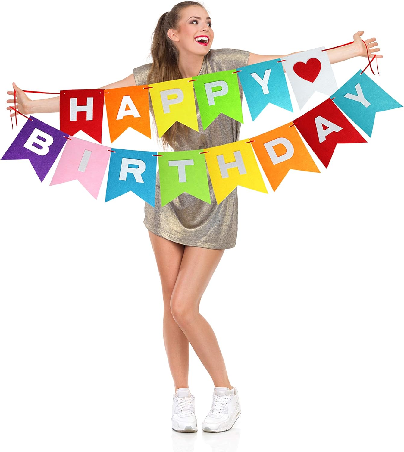 Felt Rainbow Birthday Banner Decor for Kids Party