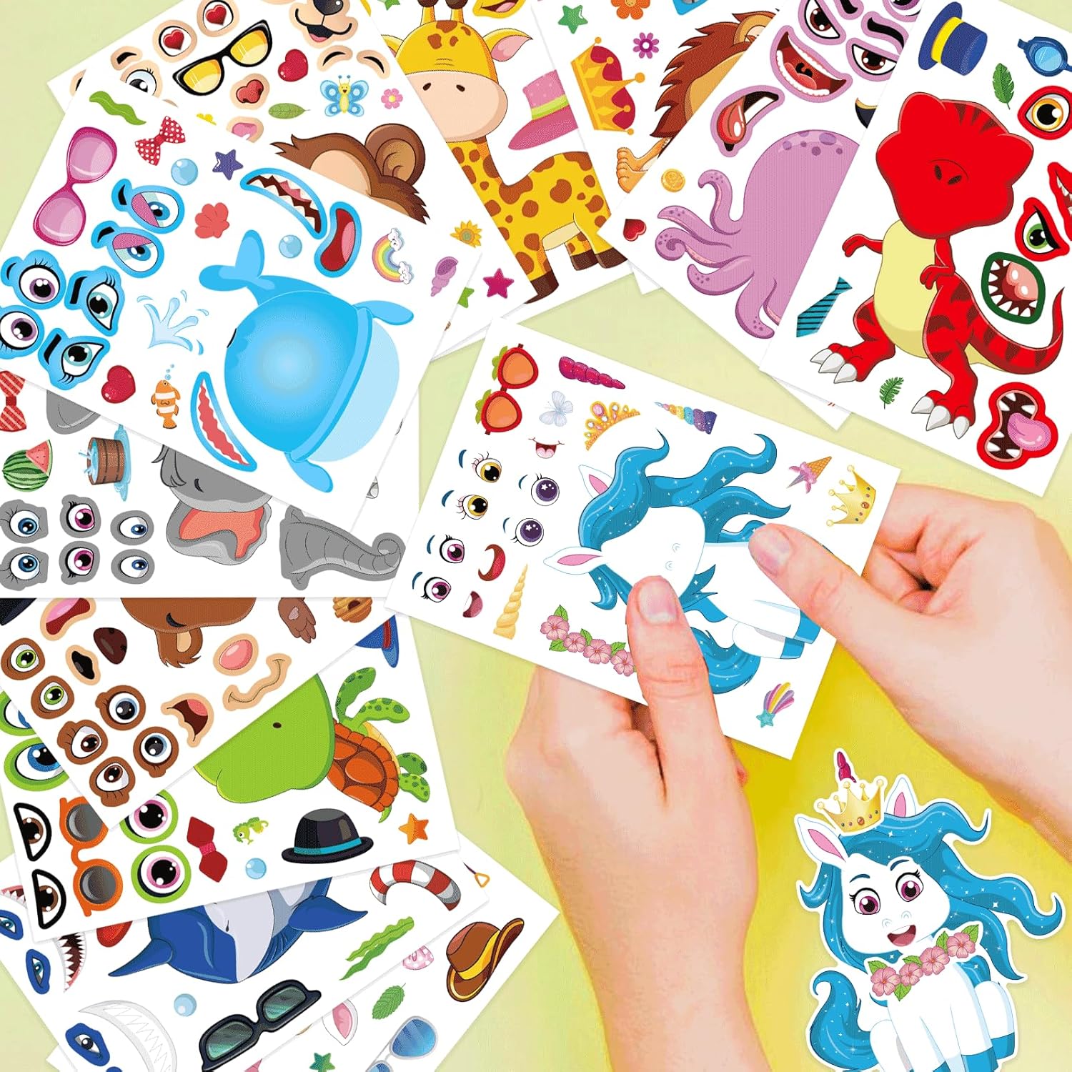 DUJAA 48 Sheets Animal Face Stickers for Kids