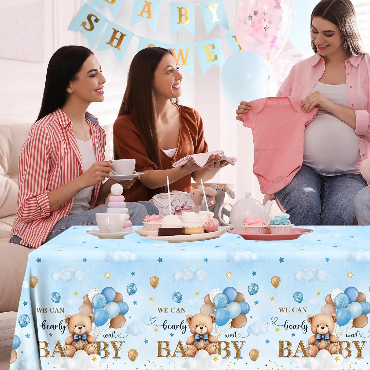 Bear Baby Shower Tablecloth 3 Pack Neutral Decorations