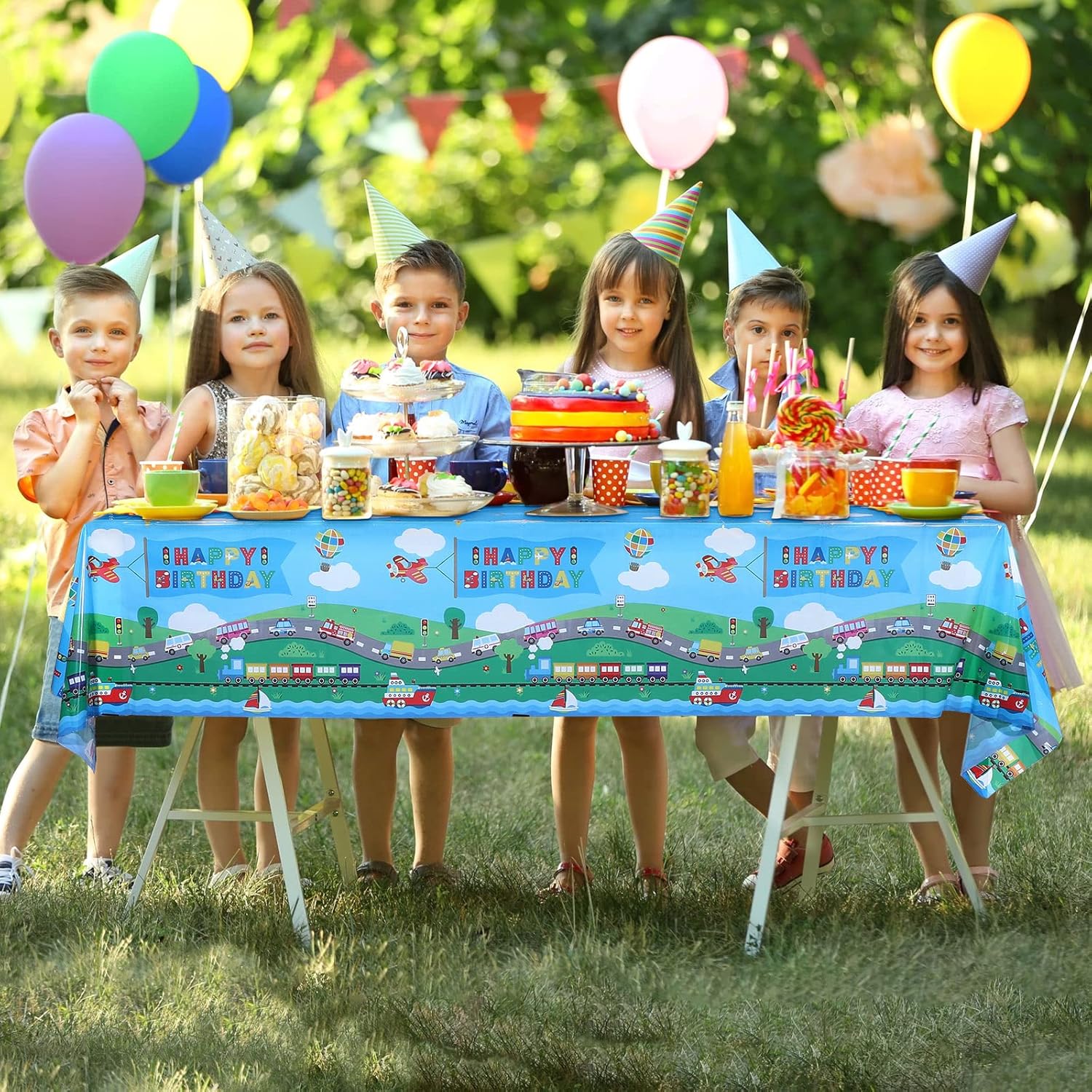 Tegeme 3 Pack Transportation Themed Table Covers
