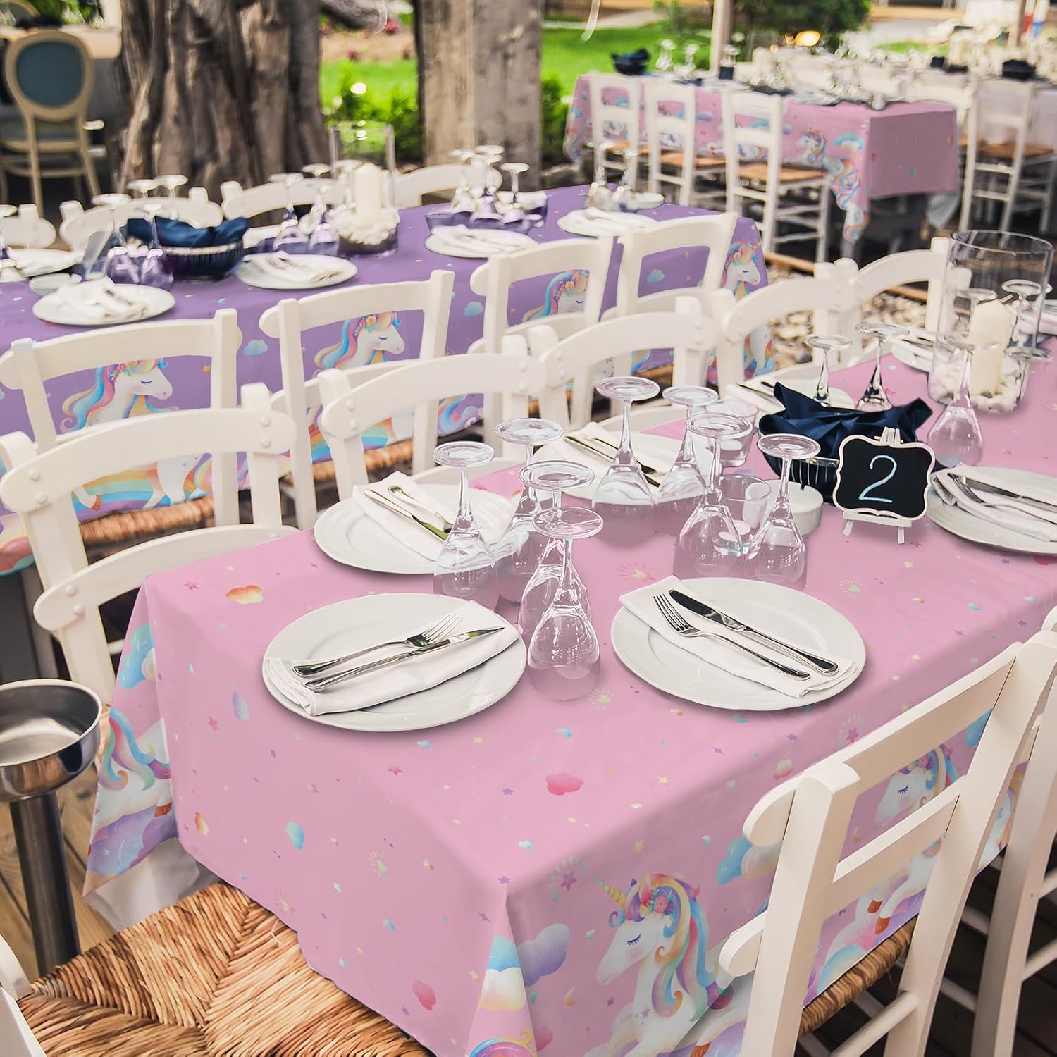 Gatherfun Unicorn Party Supplies Set 2-Pack Tablecloths