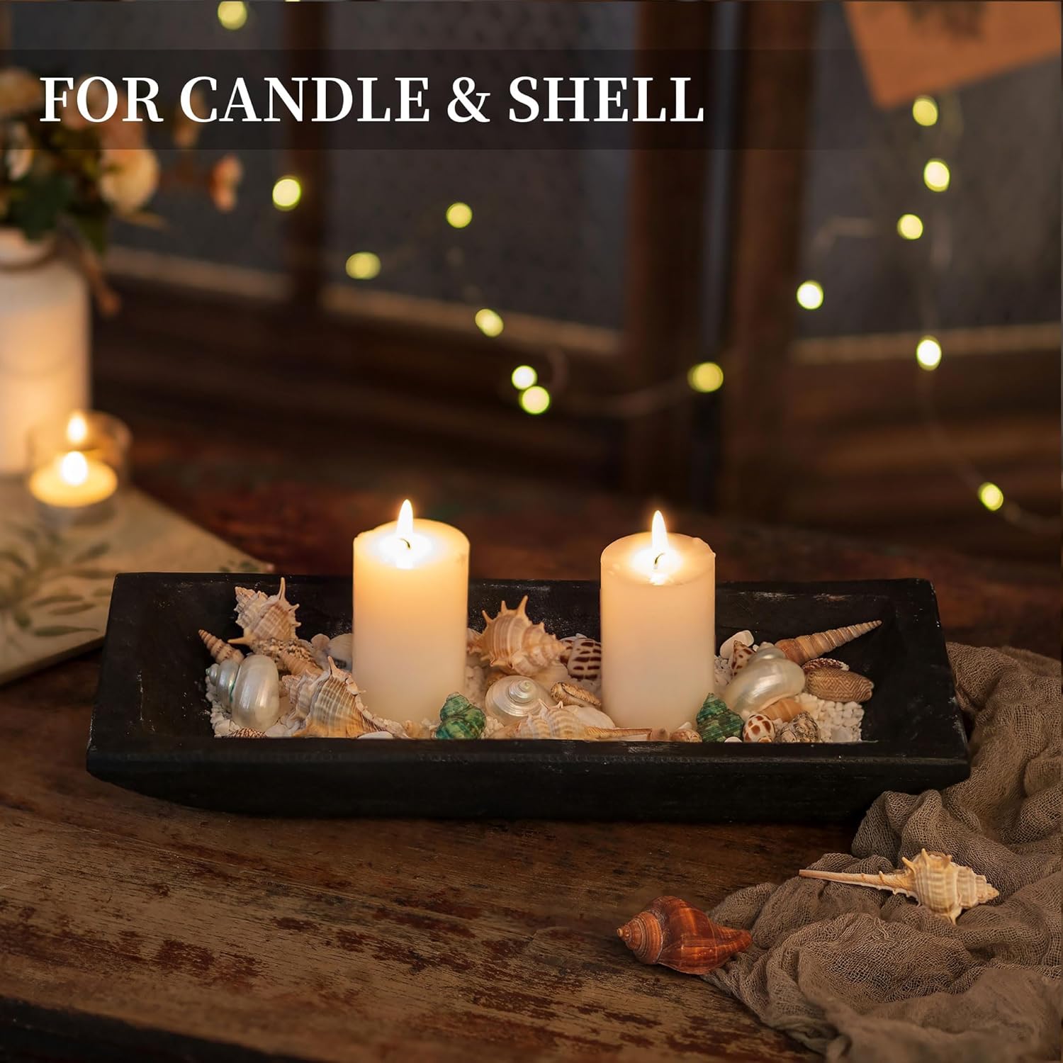 Hanobe Decorative Wood Dough Bowl Black