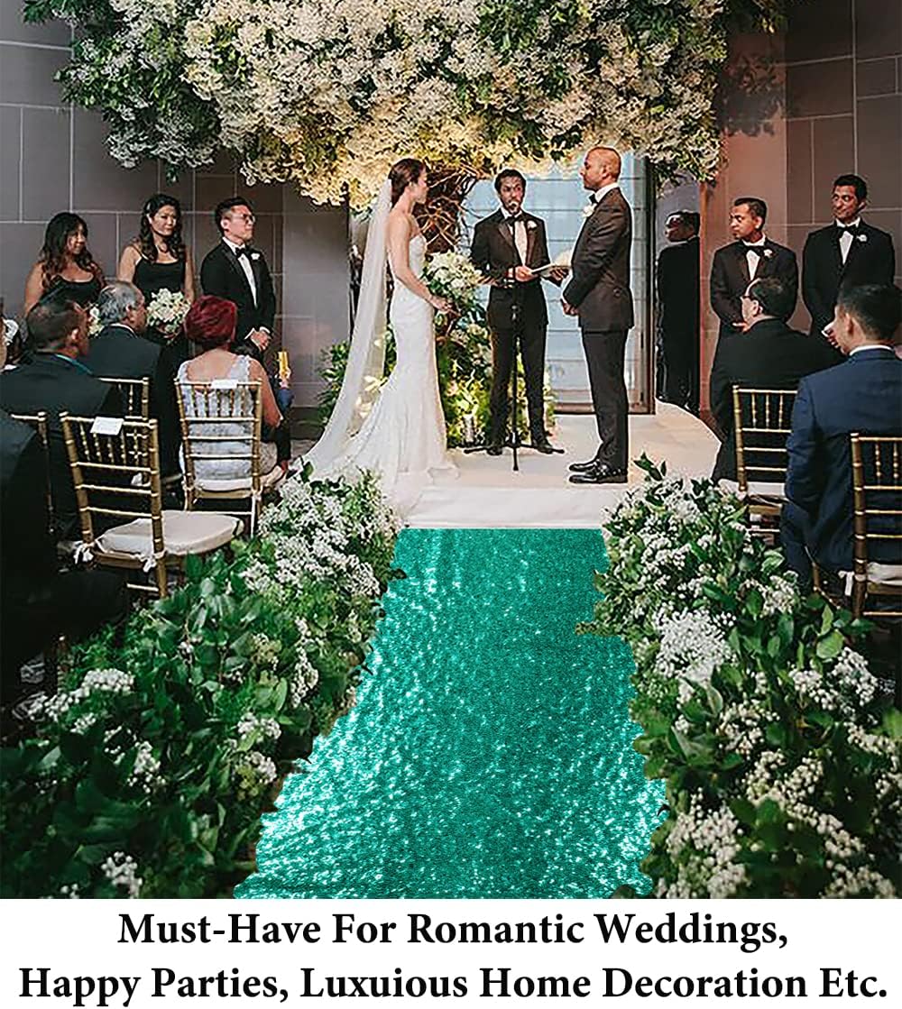 DUOBAO Green Sequin Aisle Runner Wedding Decor