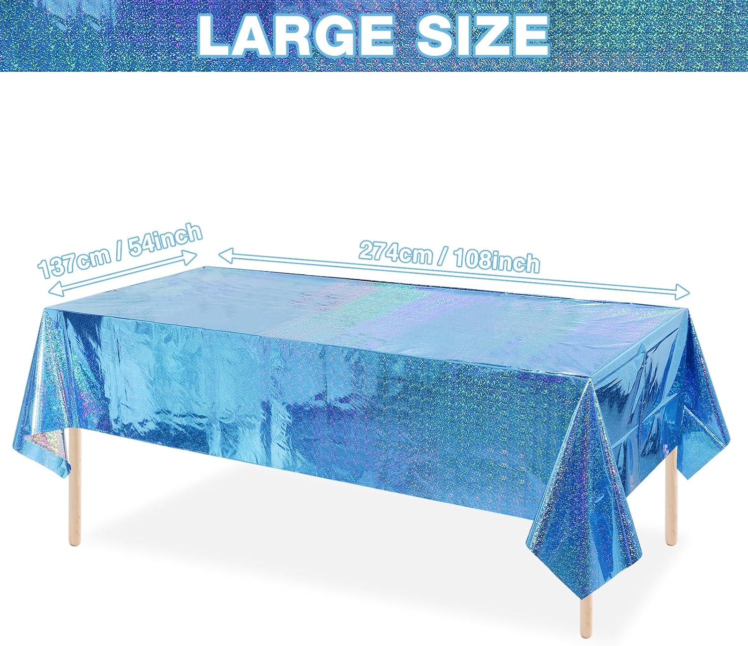 4 Pack Iridescent Blue Laser Tablecloths for Parties