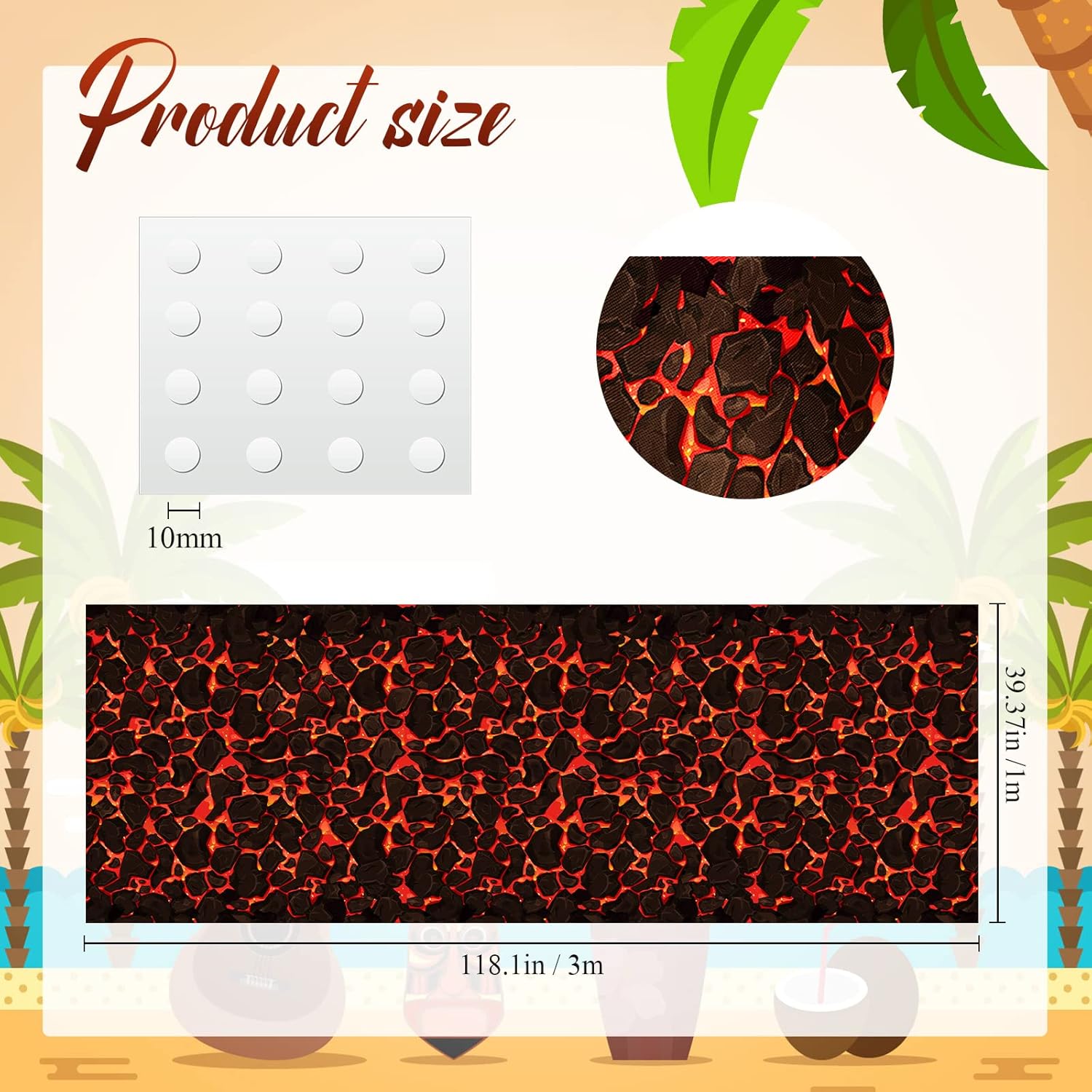 Pinkunn Lava Themed Aisle Runner 24x10ft Party Decor