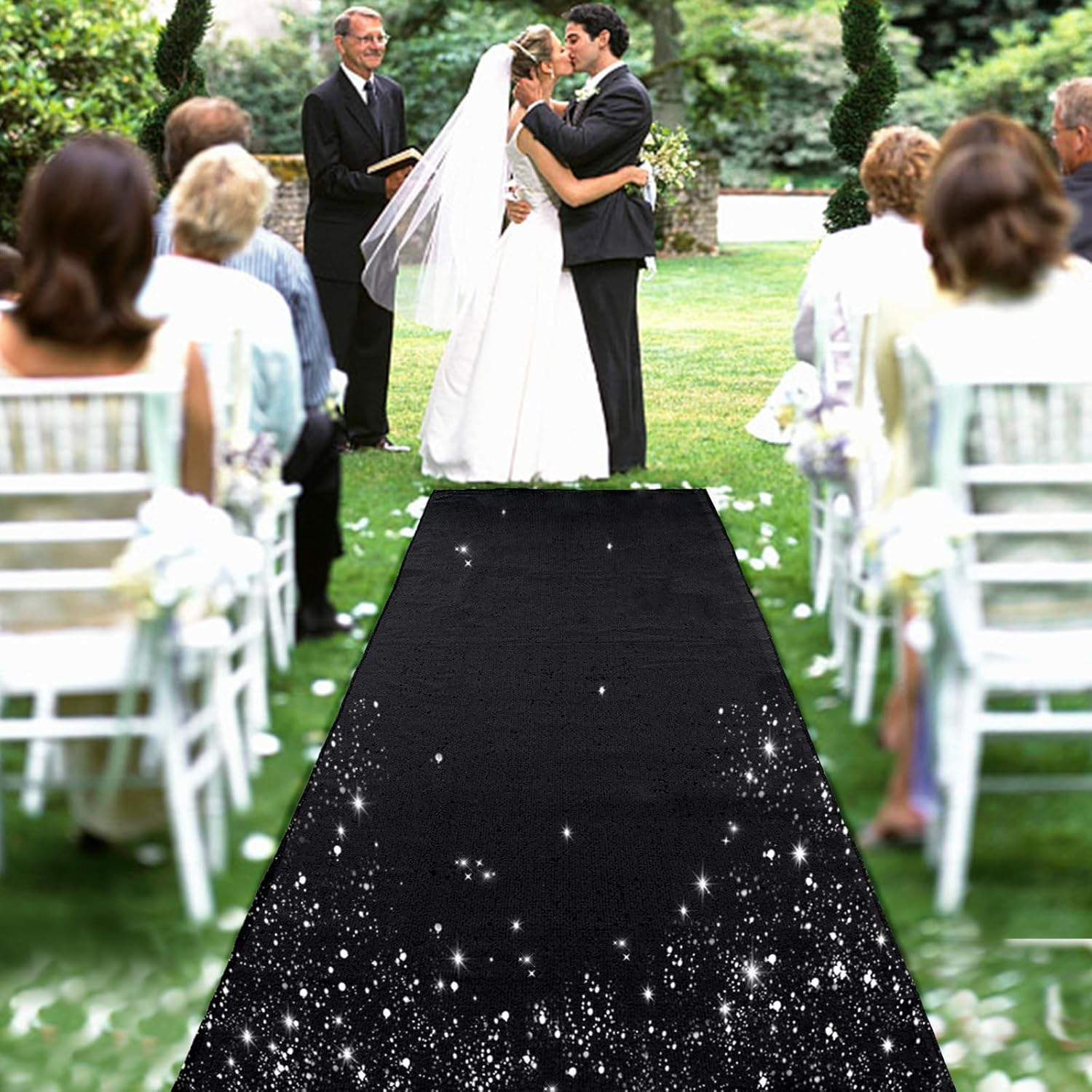 PartyDelight Sequin Aisle Runner Black 2FTx15FT