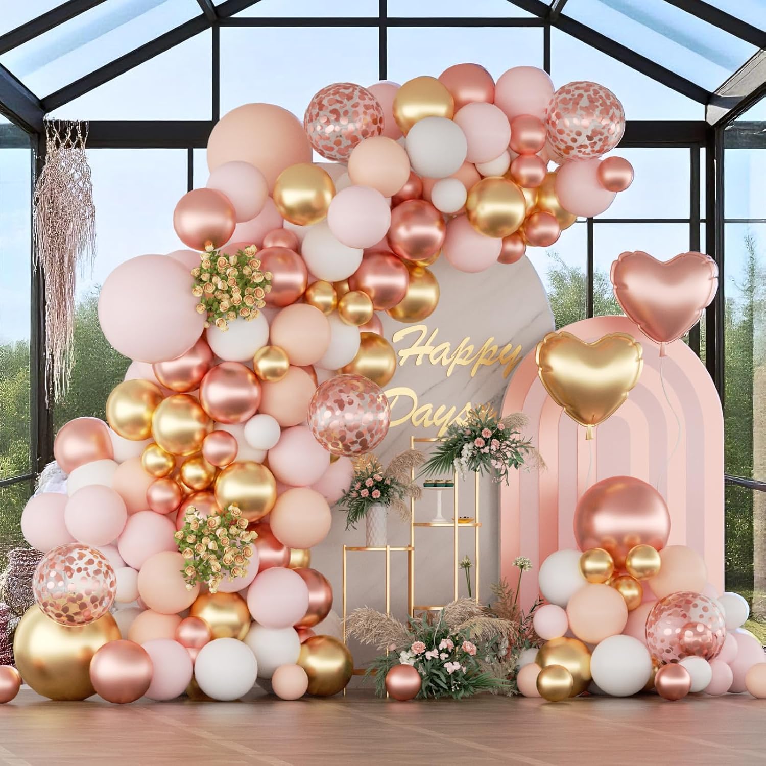 All-in-1 Rose Gold Balloon Garland Kit 162Pcs