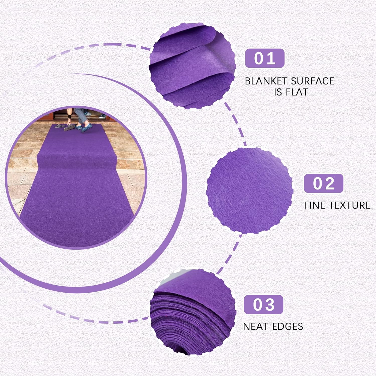 Purple Carpet Aisle Runner Rug 30m 2mm Thick Wedding Party Decor